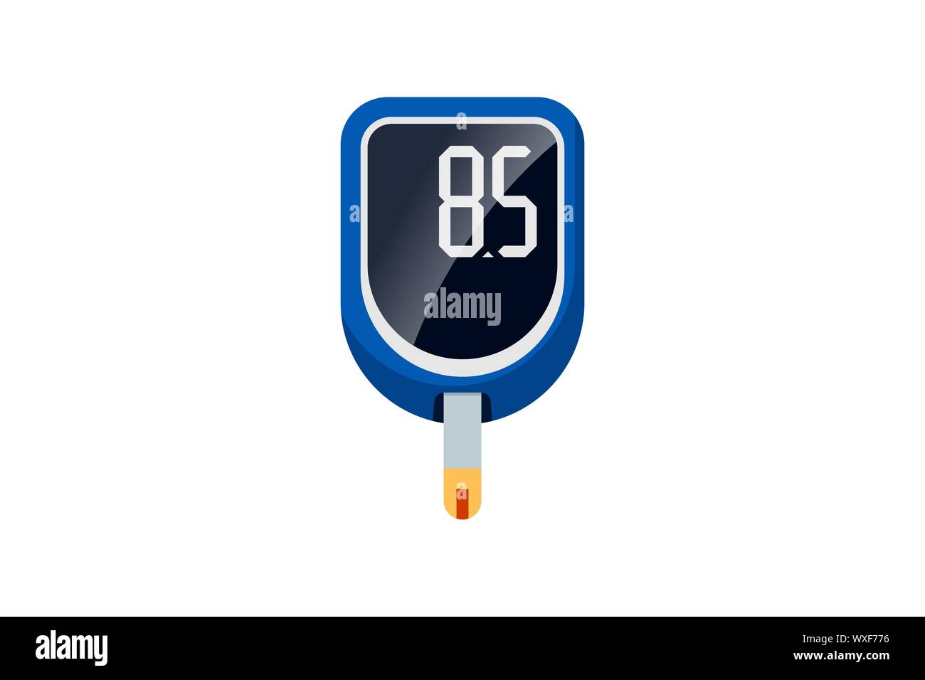 Blood glucose meter measuring sugar test control device. Electronic monitor glucometer for diabetic patients. Medical vector flat illusrtation Stock Vector