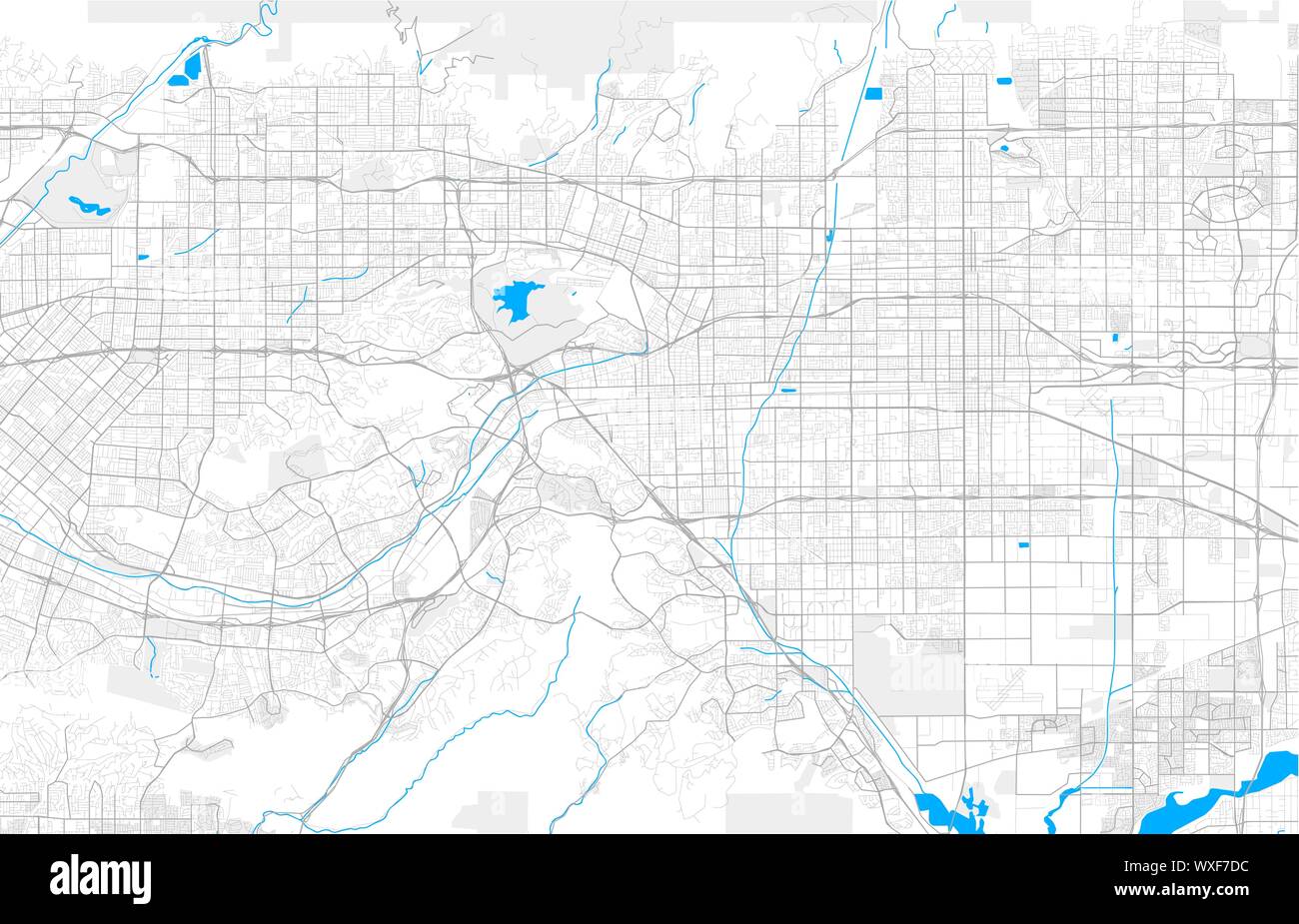Rich detailed vector area map of Pomona, California, USA. Map template for home decor. Stock Vector