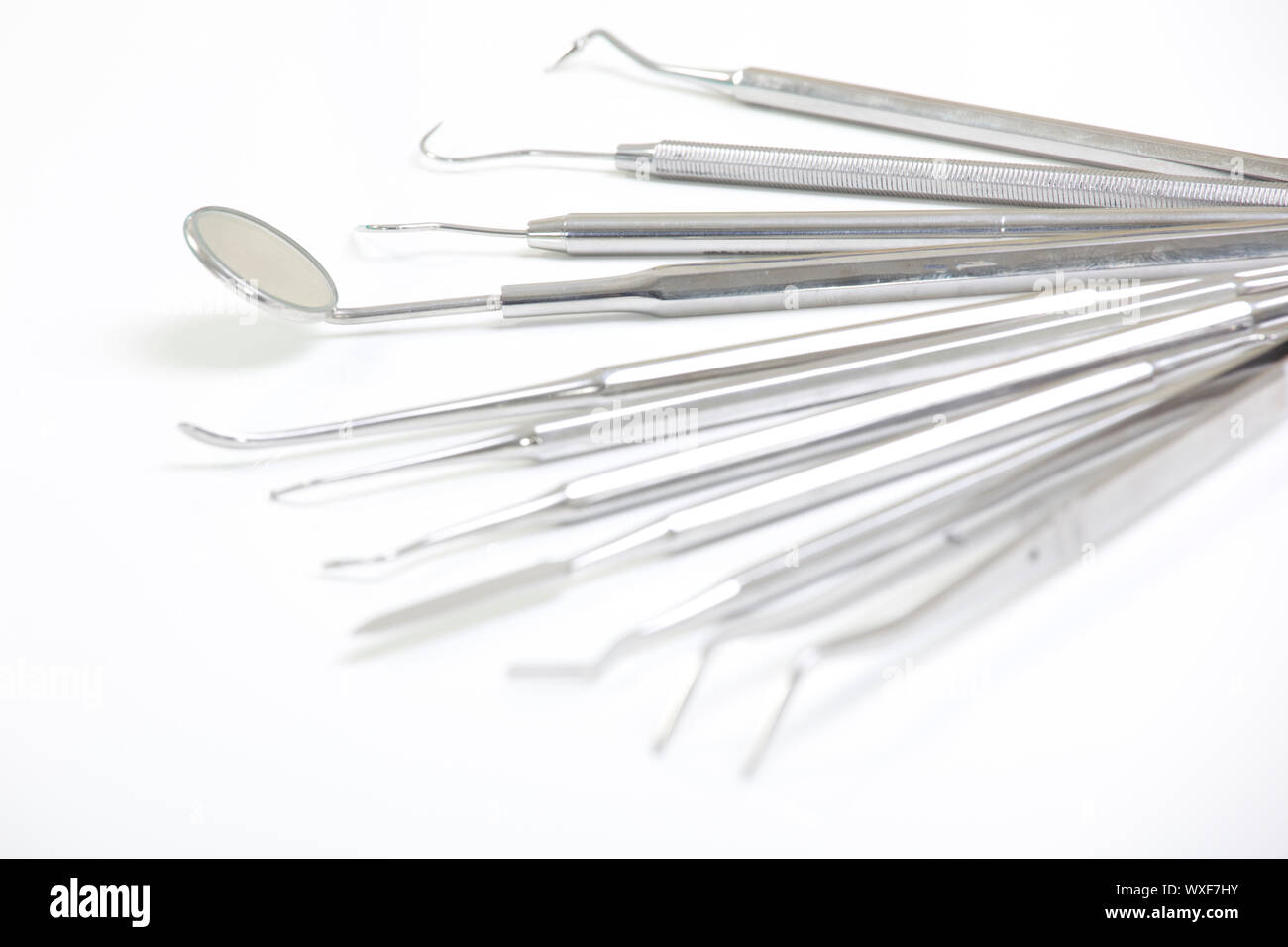 Set of metal medical equipment tools for teeth dental care Stock Photo Alamy