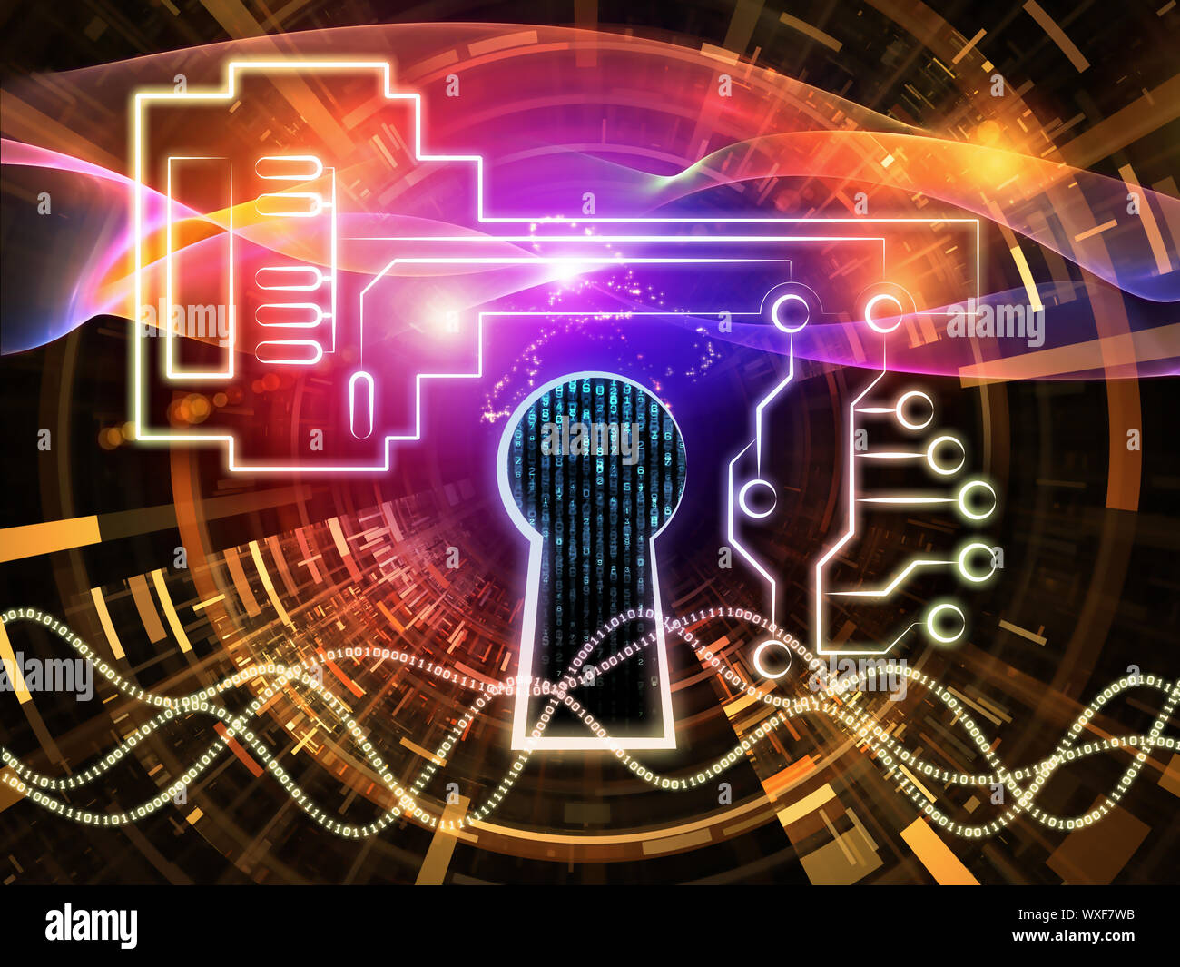 Abstract design made of keyhole symbol, key symbol and fractal design ...