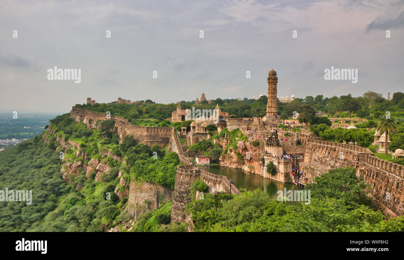 Gaumukh Kund - Ancient fort reservoir filled by a spring thought to look like a cow’s mouth, Chittorgarh Fort, Rajasthan, India Stock Photo