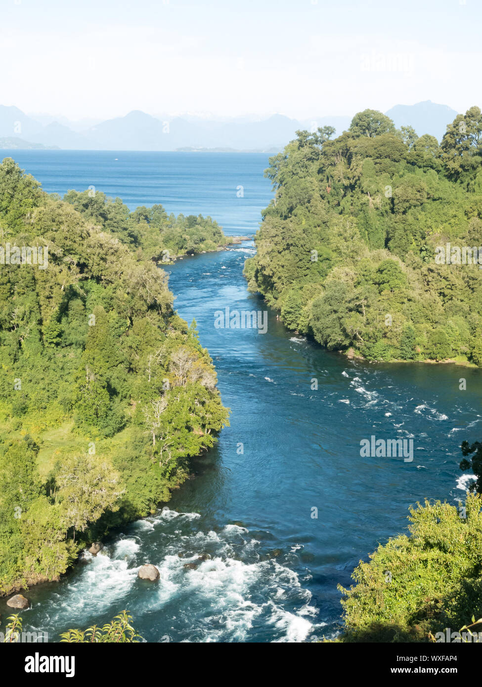 Birth of the Rio Bueno, leaving Lake Ranco, the third largest lake in ...