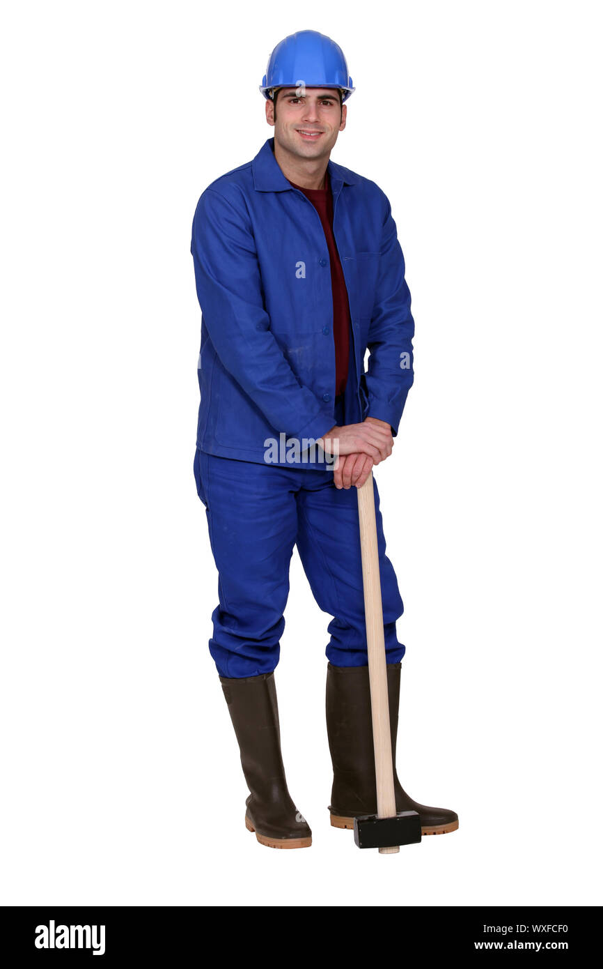 Man with sledgehammer Stock Photo Alamy