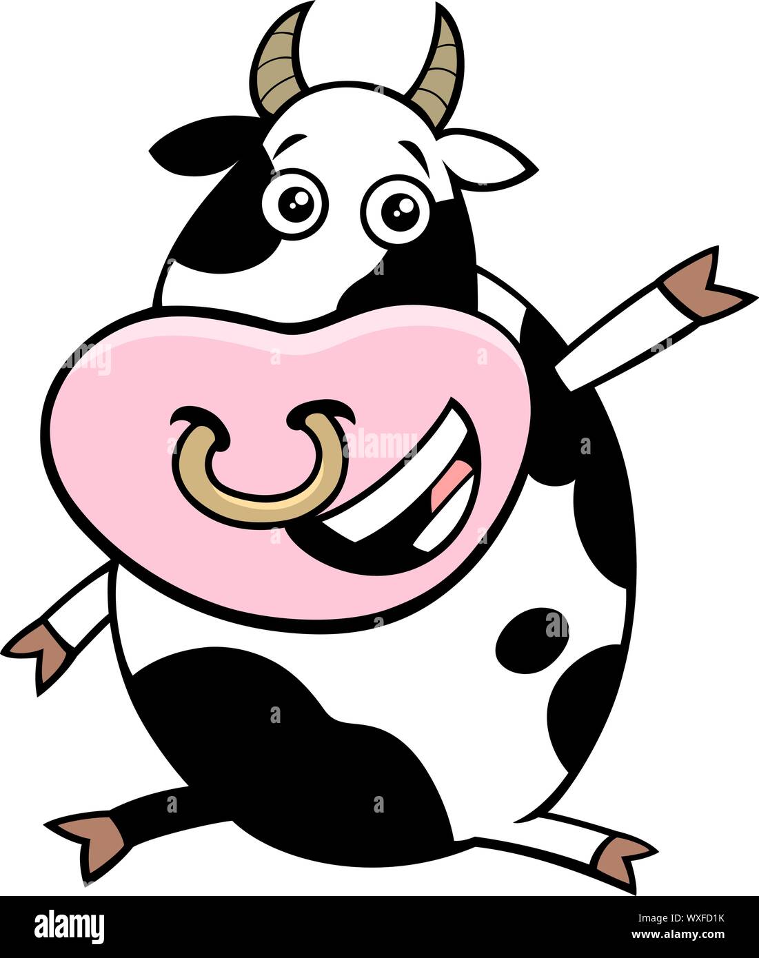 Cartoon Illustration of Happy Bull Farm Animal Character Stock Vector