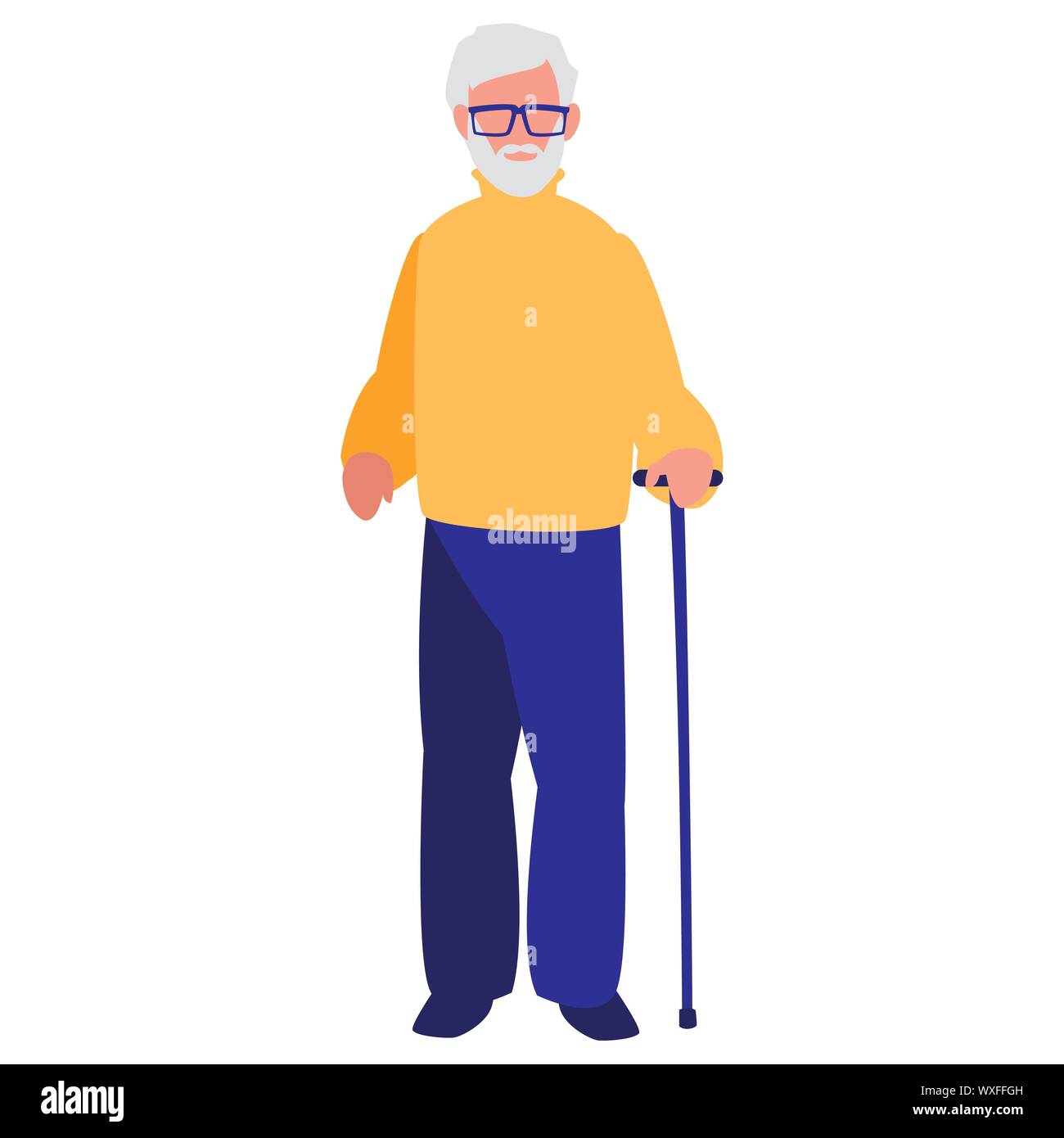 Avatar old man with glasses over white background, vector illustration Stock Vector