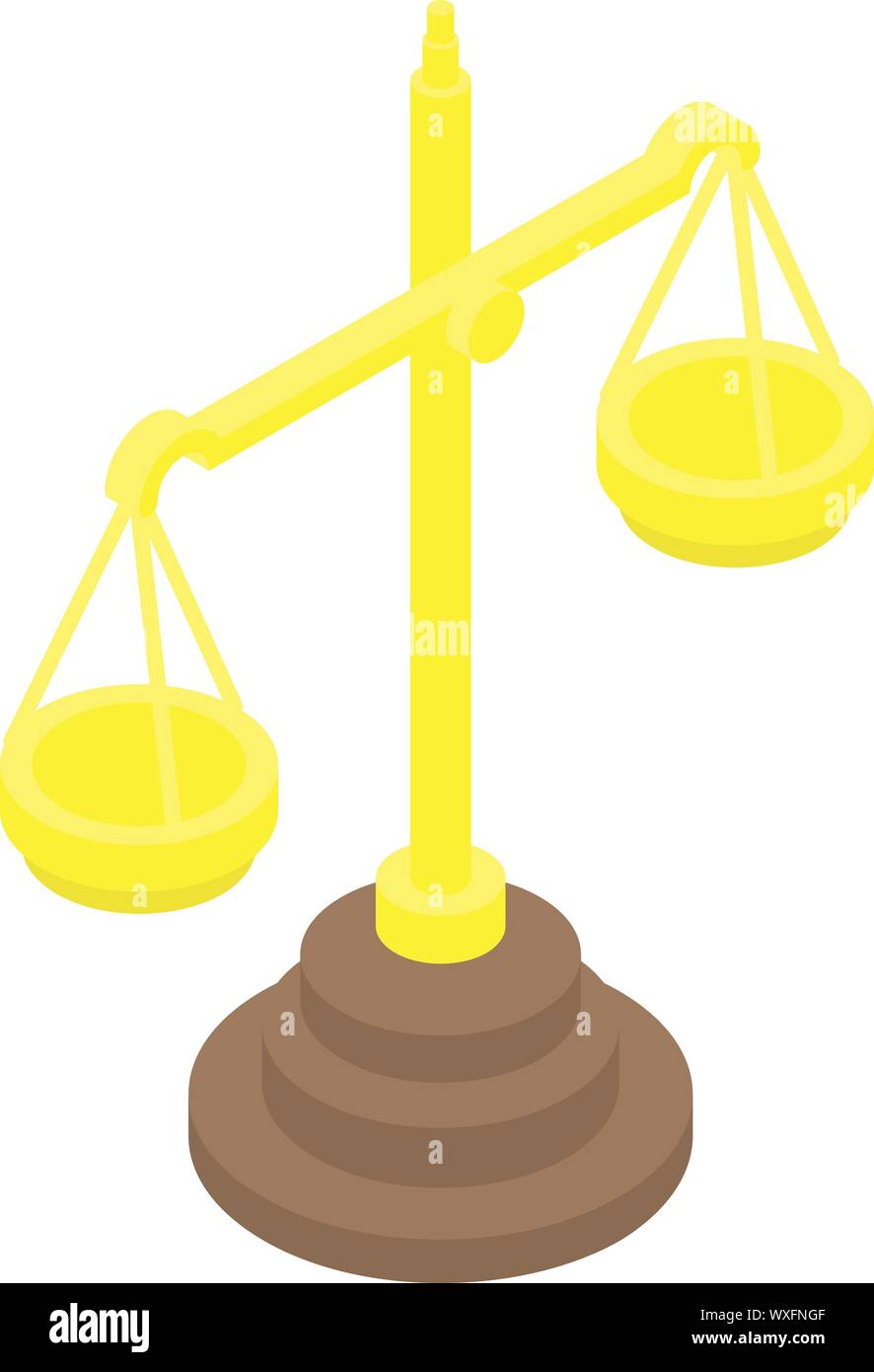 Golden scales icon. Isometric of golden scales vector icon for web ...