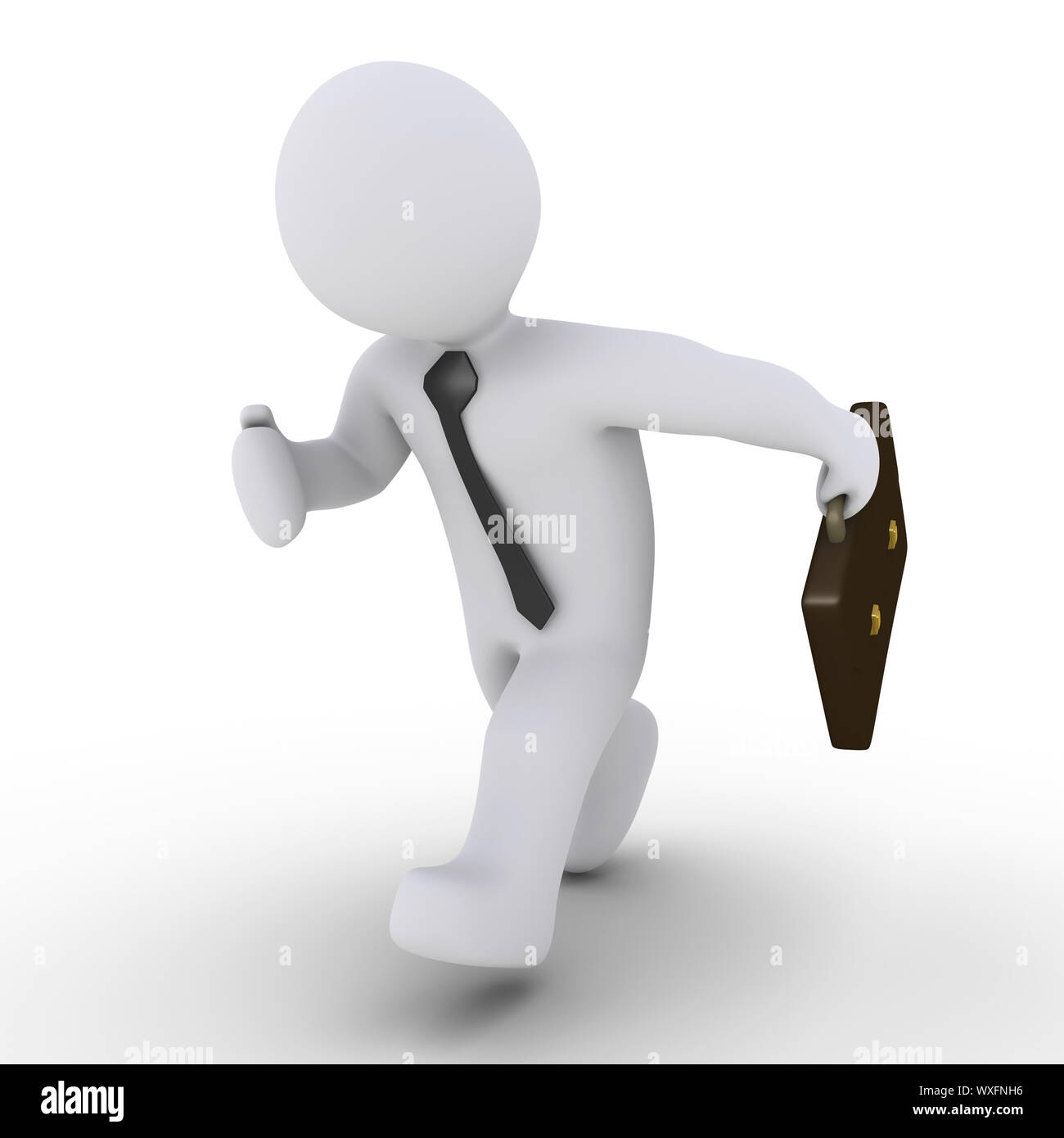 3d businessman holding a suitcase is running Stock Photo - Alamy