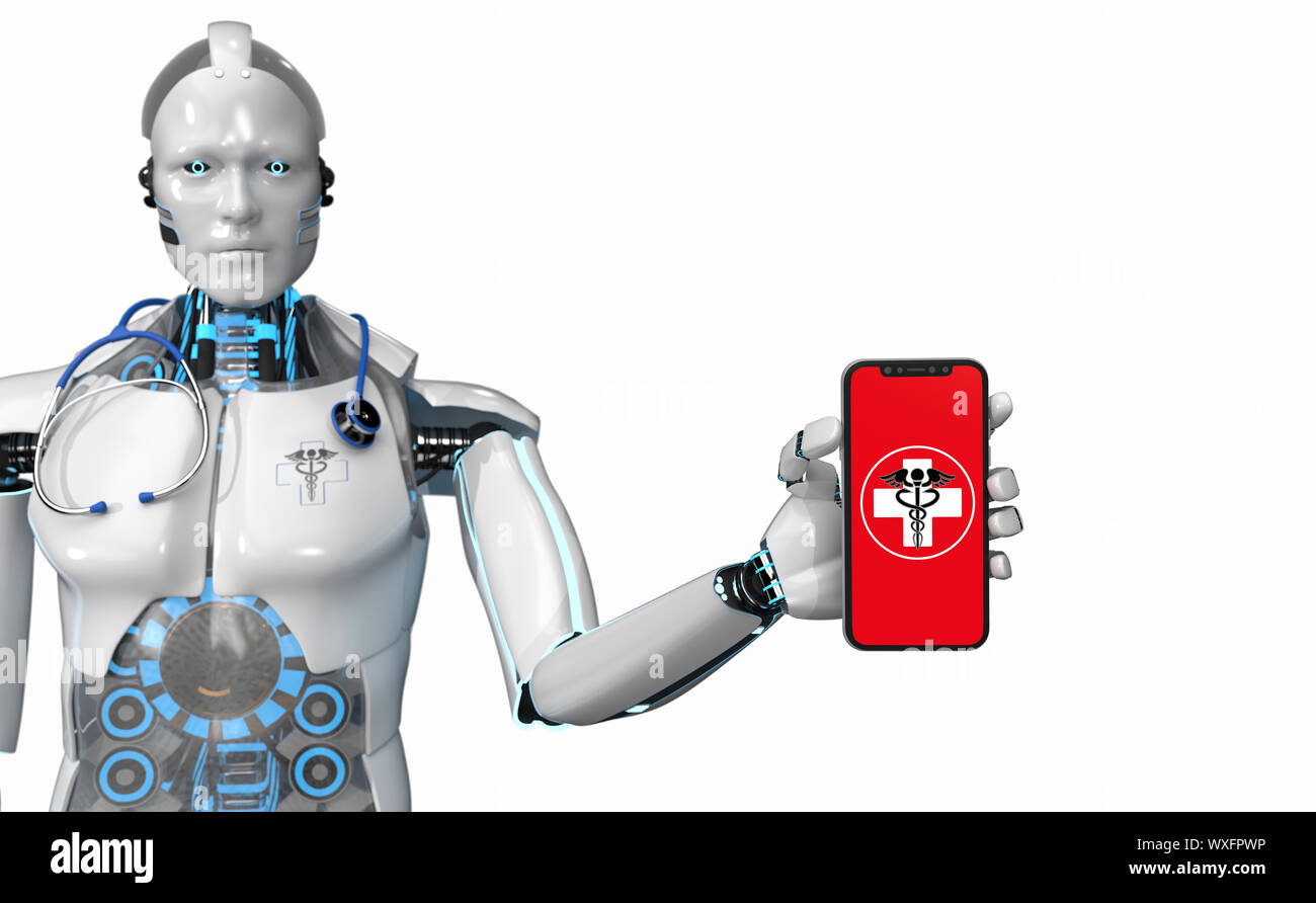 Humanoid Robot Medical Assistant Smarthone Stock Photo - Alamy