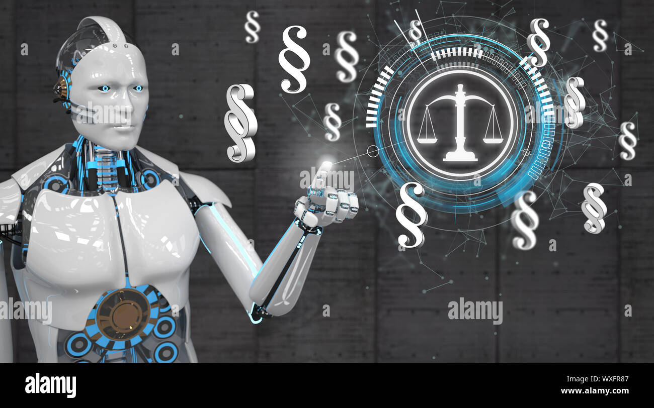 White Robot Click Justice Scale Paragraphs Network Stock Photo