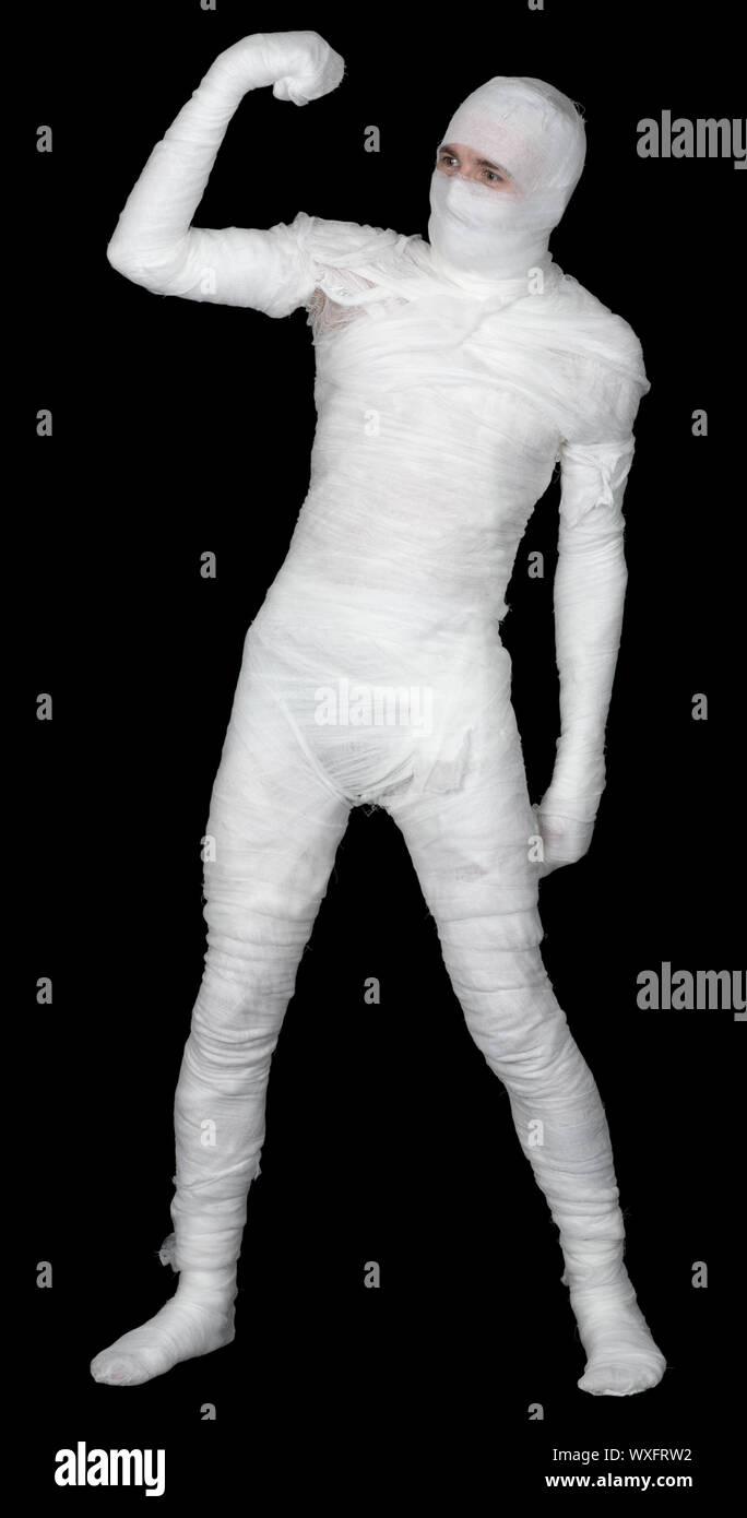 Man in bandage on the black background Stock Photo - Alamy