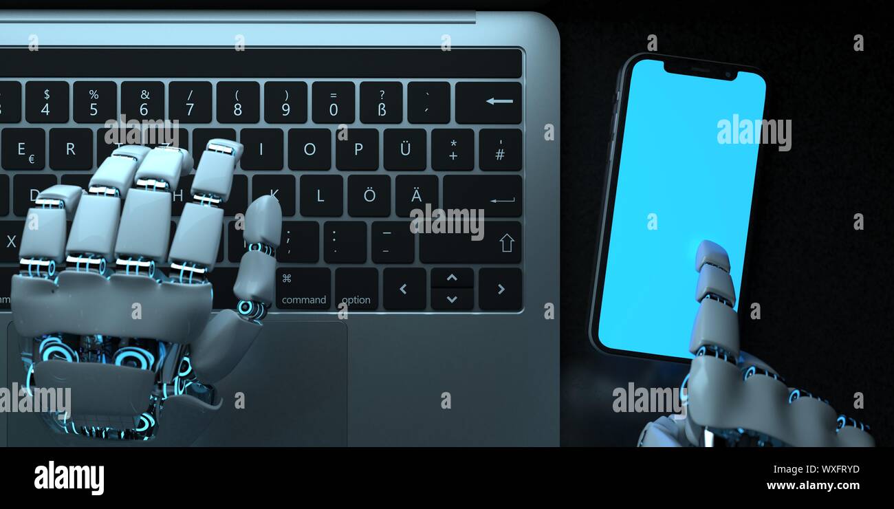 Humanoid Robot Hand Notebook Stock Photo - Alamy