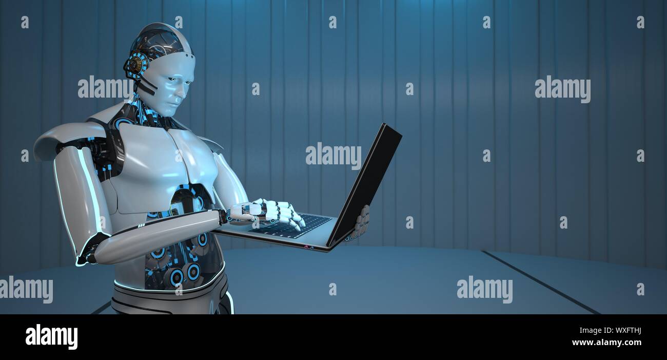 Humanoid Robot Notebook Stock Photo - Alamy