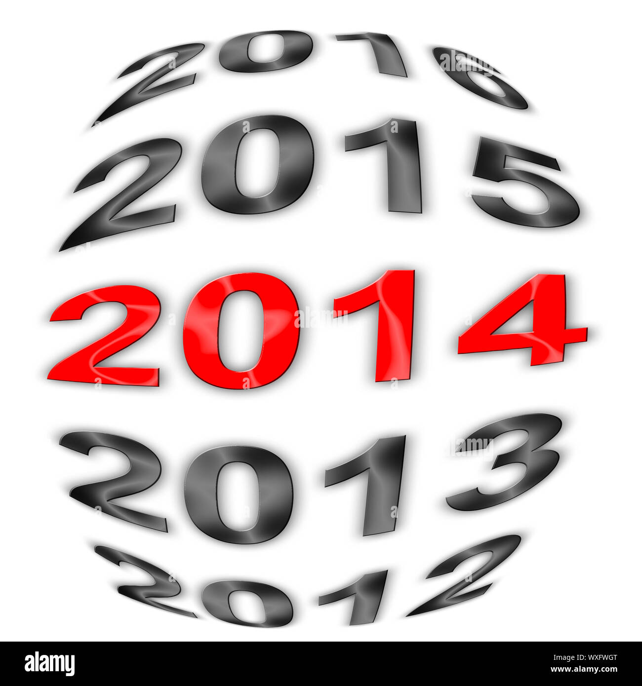 Illustration of series of years with highlighted 2014 Stock Photo