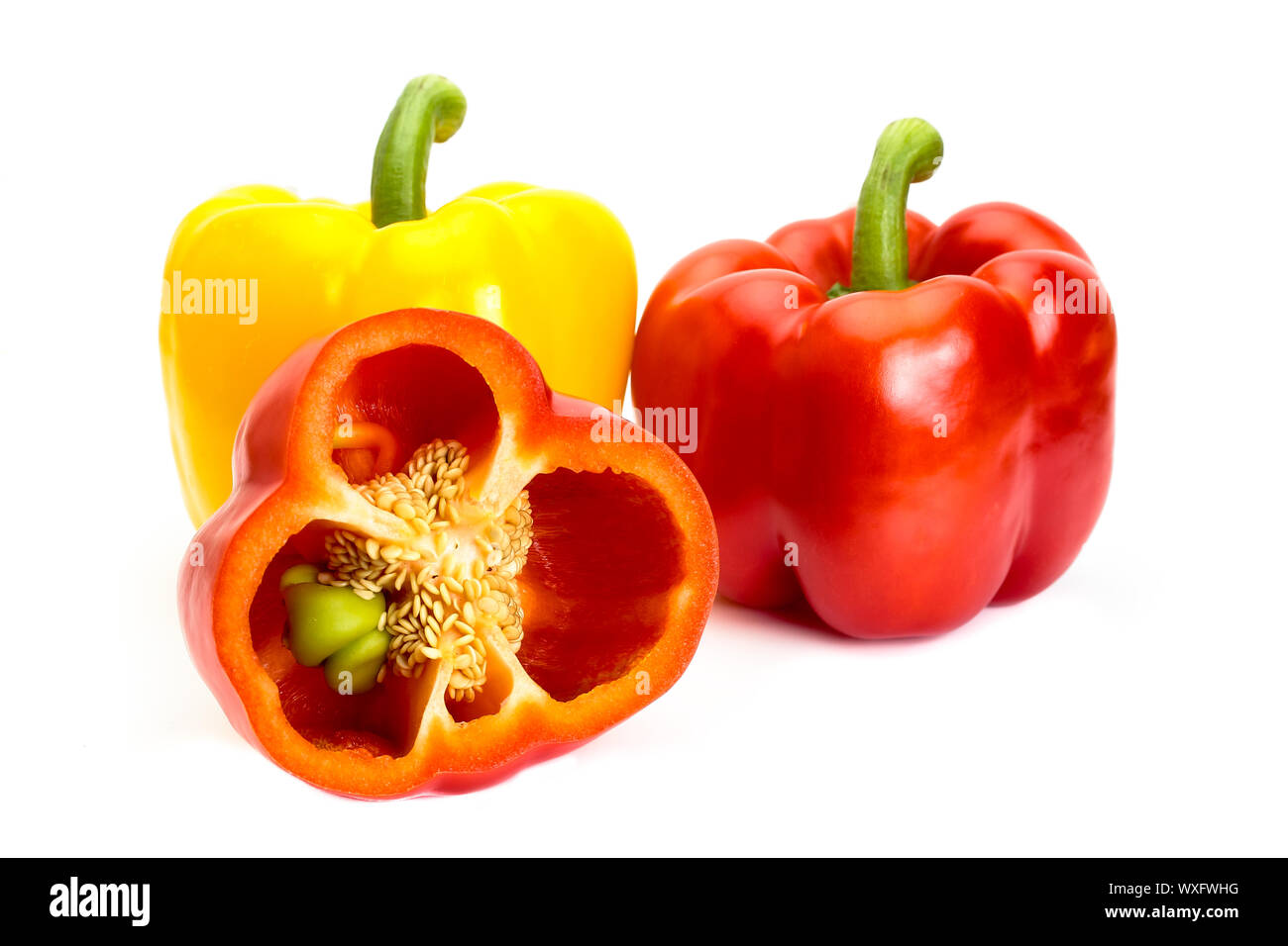 colorful bell peppers isolated on white background Stock Photo - Alamy