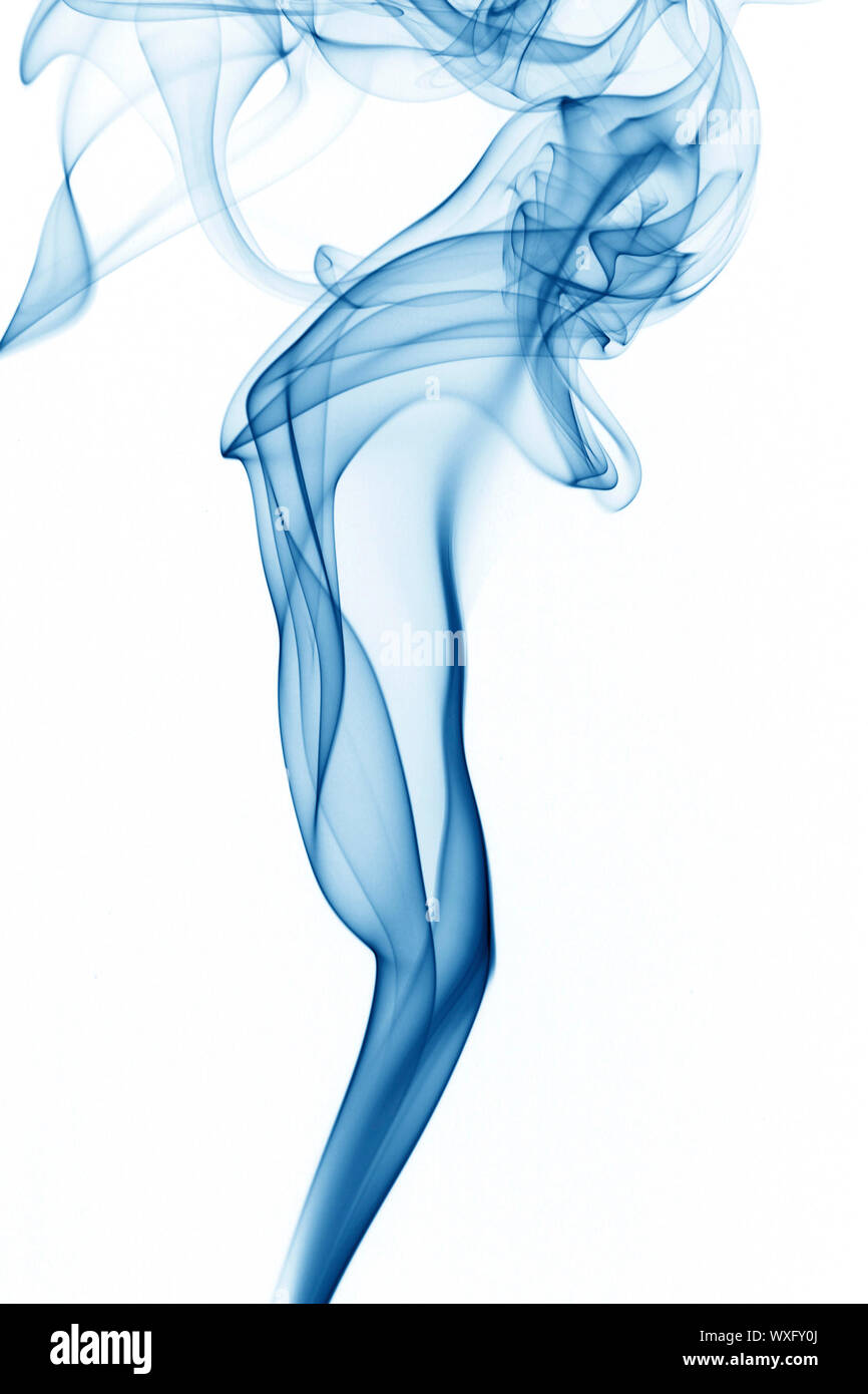 blue smoke on white background Stock Photo - Alamy