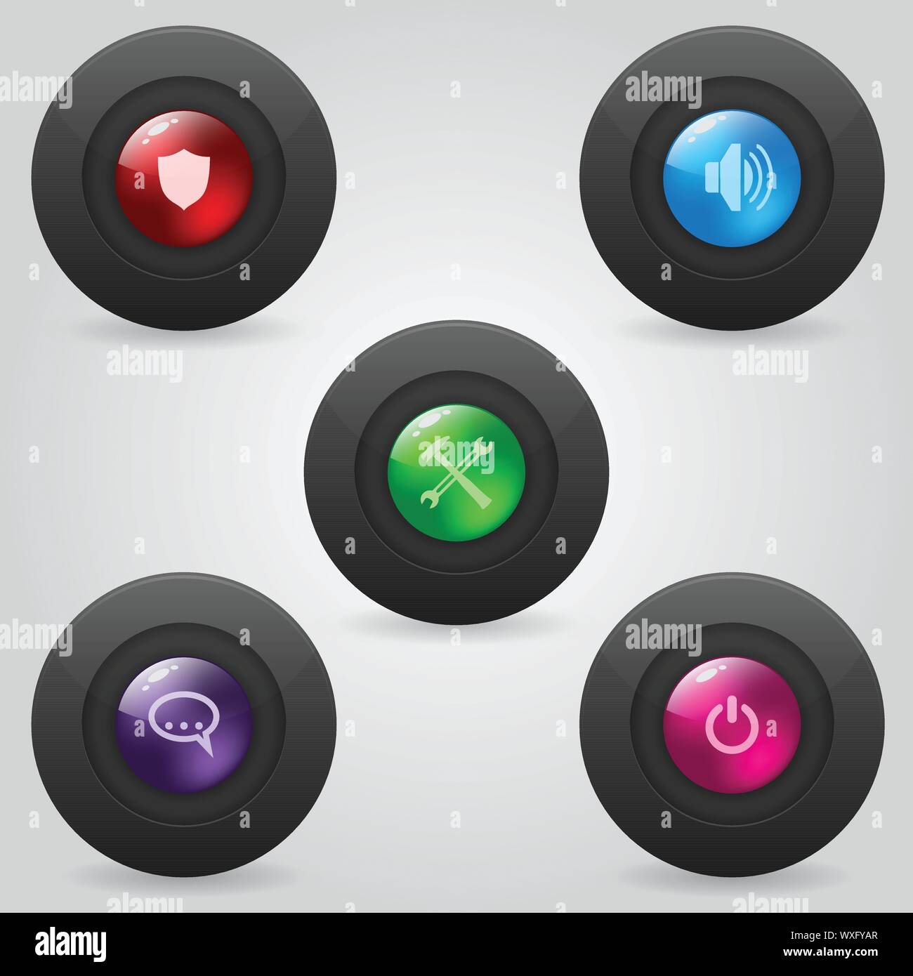 Matte web buttons with shiny inner spheres Stock Vector