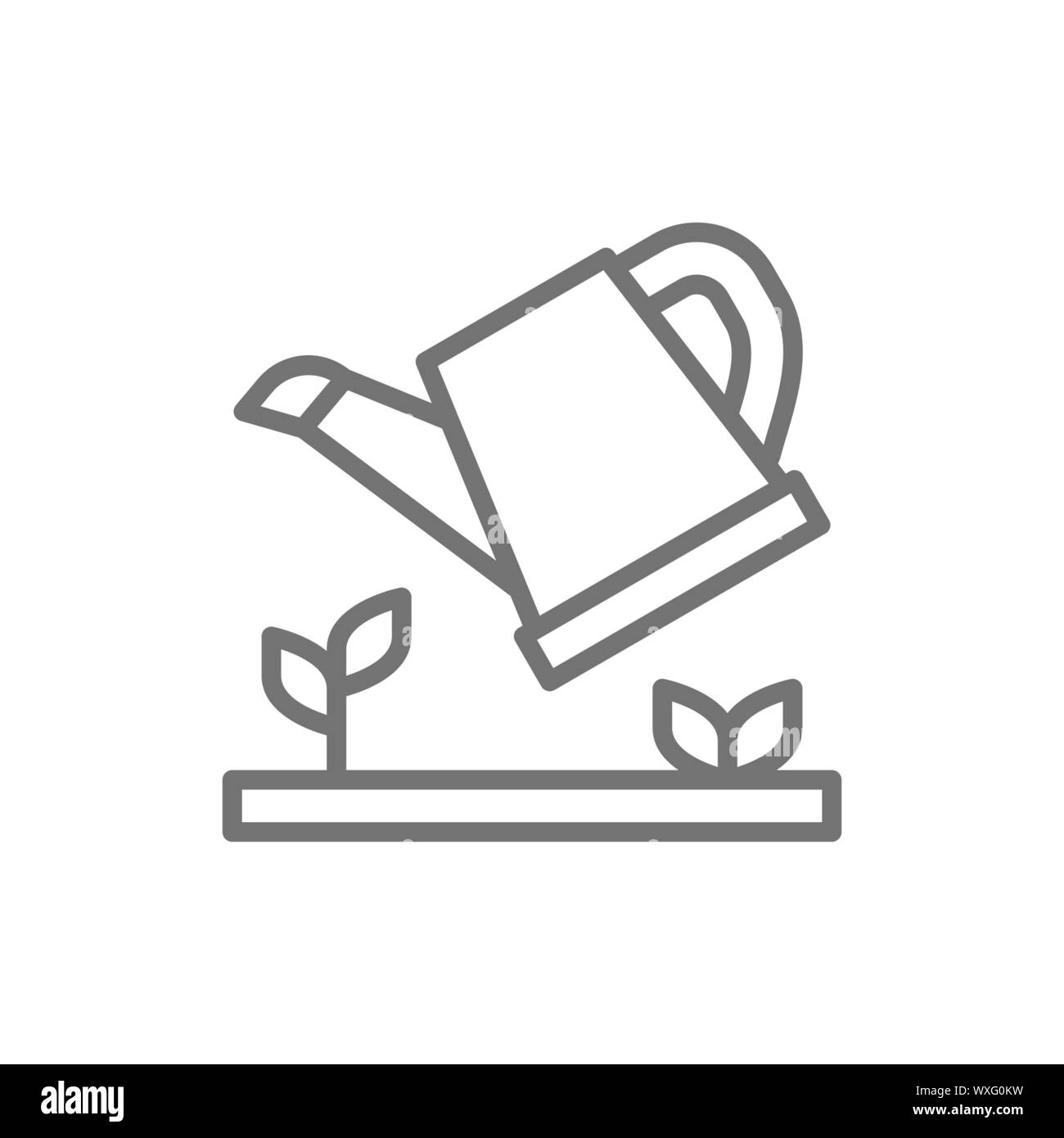 Vector watering plants, watering can line icon Stock Vector Image & Art ...