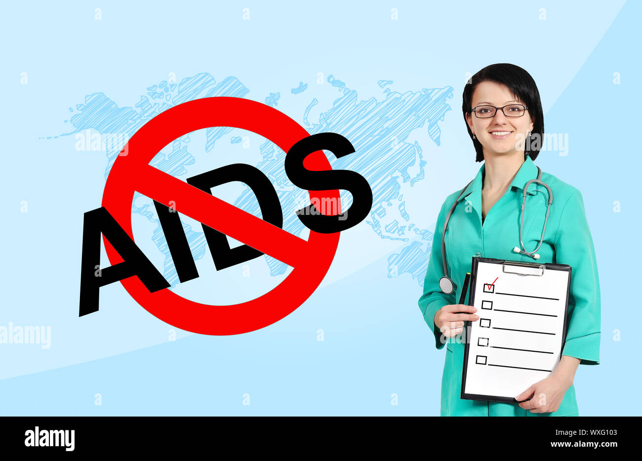 stop aids sign and female doctor Stock Photo - Alamy