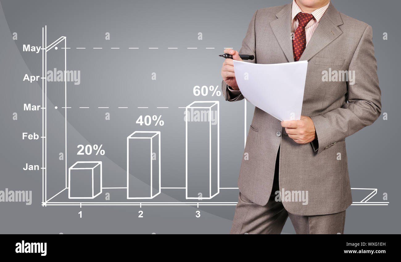 man with paper and chart on background Stock Photo - Alamy
