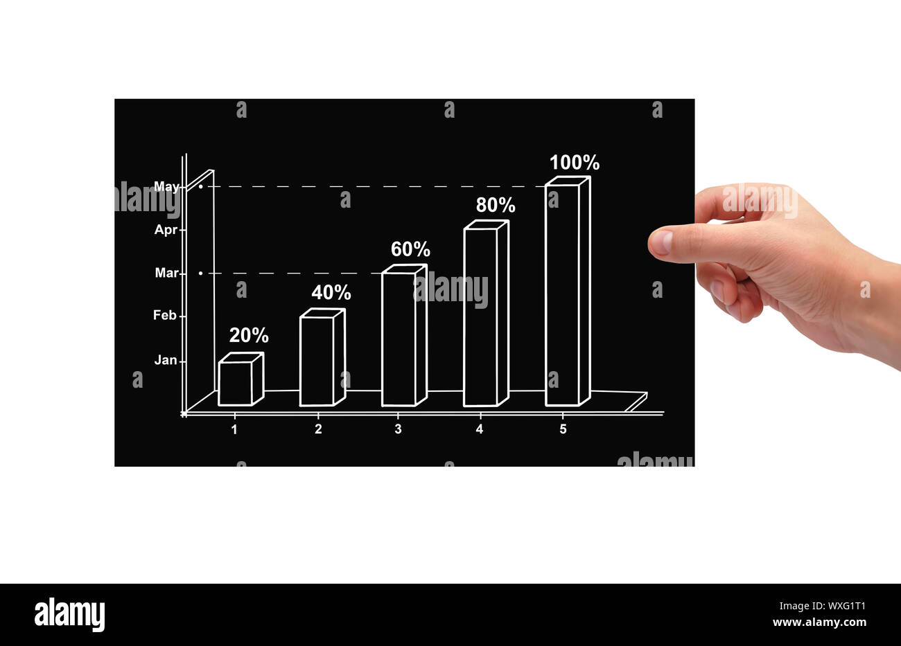 hand holding black paper with graph of profit Stock Photo - Alamy