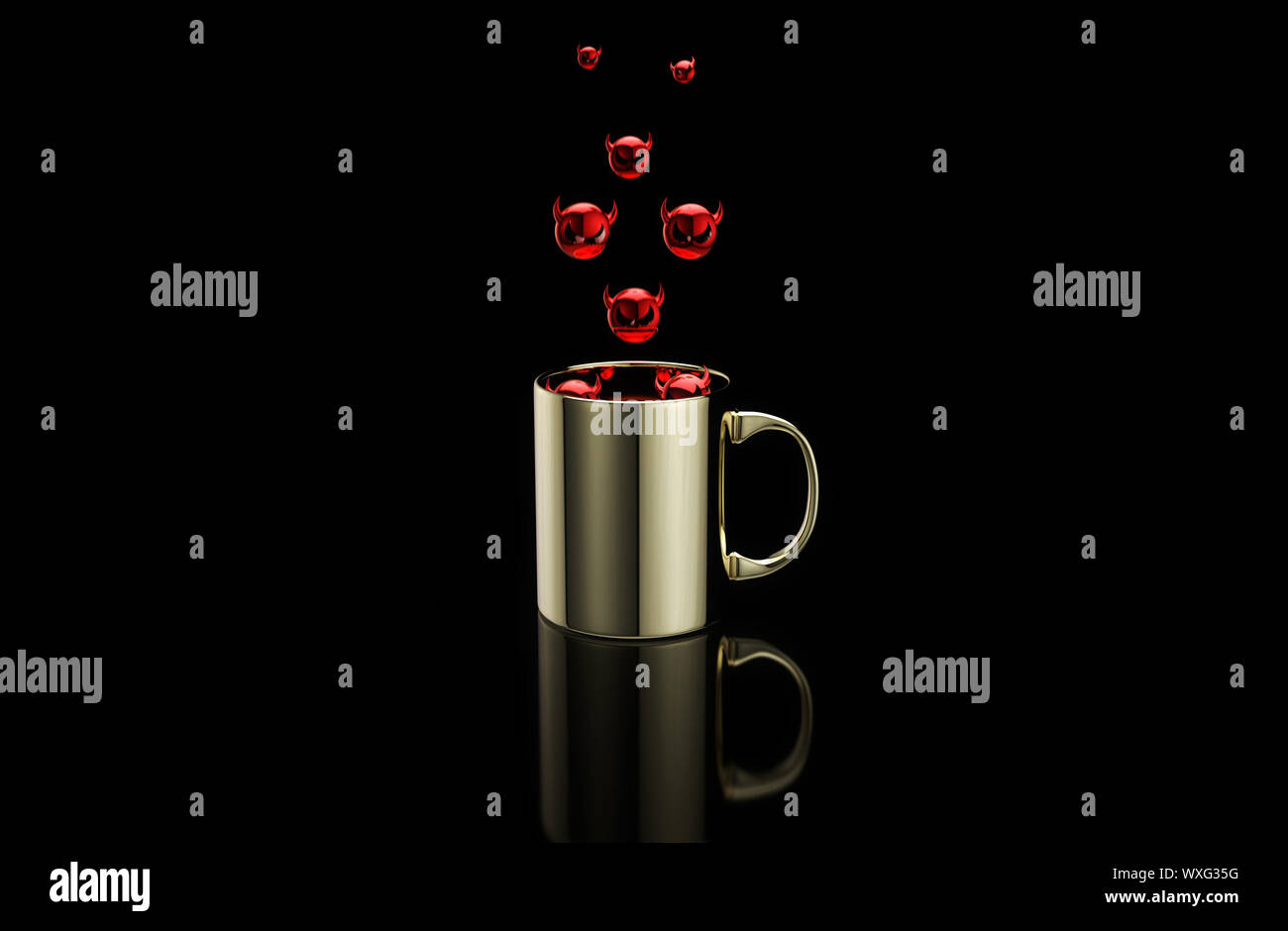 Concept of a hot cup of coffee with bugs Stock Photo Alamy
