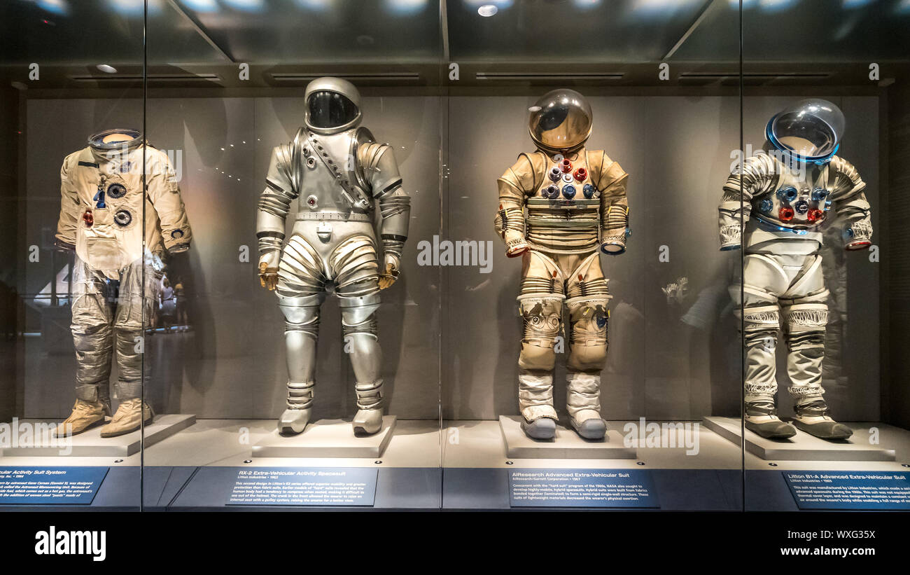 Cape Canaveral, Florida, USA - Space suits used by NASA astronauts Stock Photo