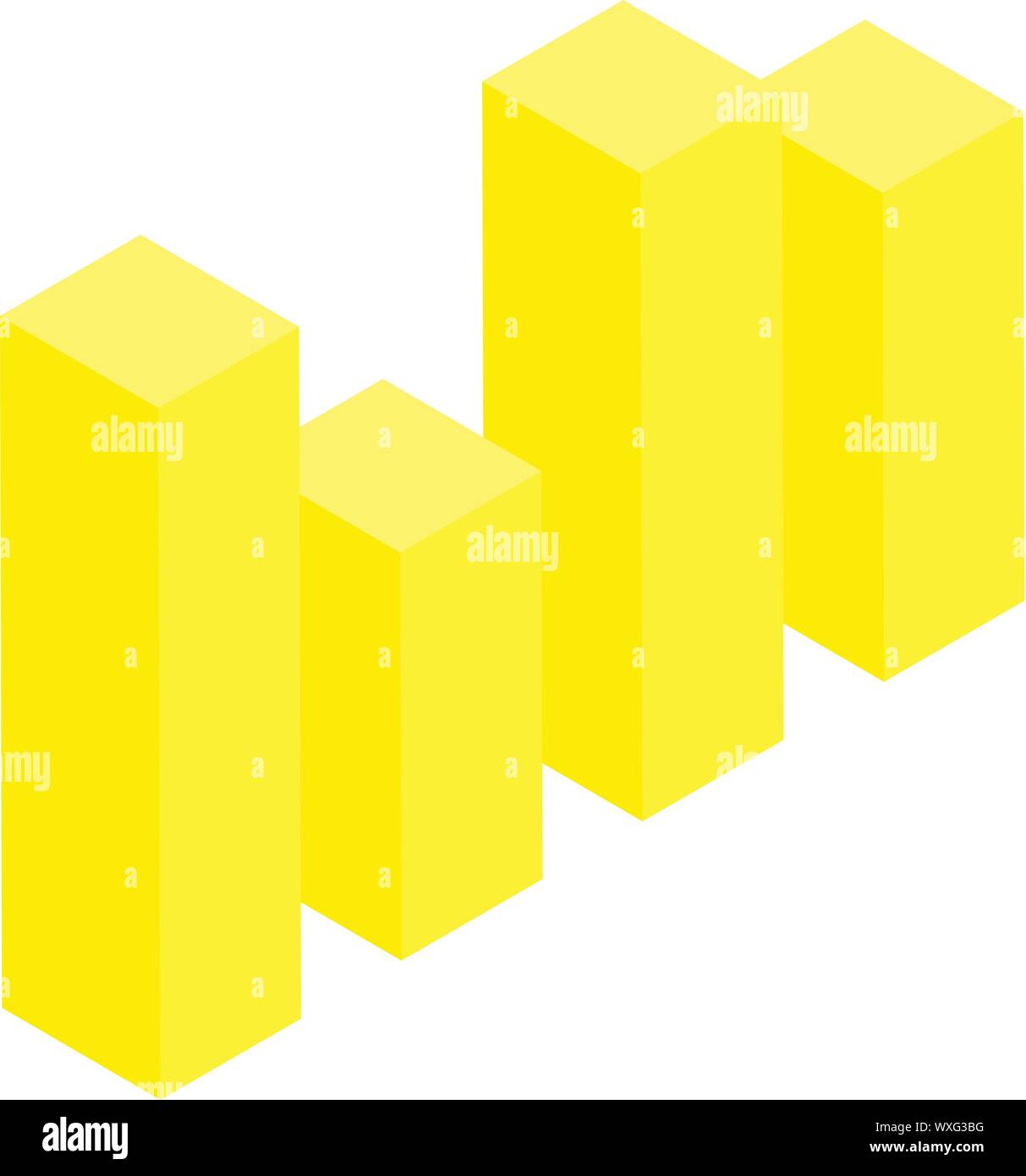 Yellow bar graph icon. Isometric of yellow bar graph vector icon for ...