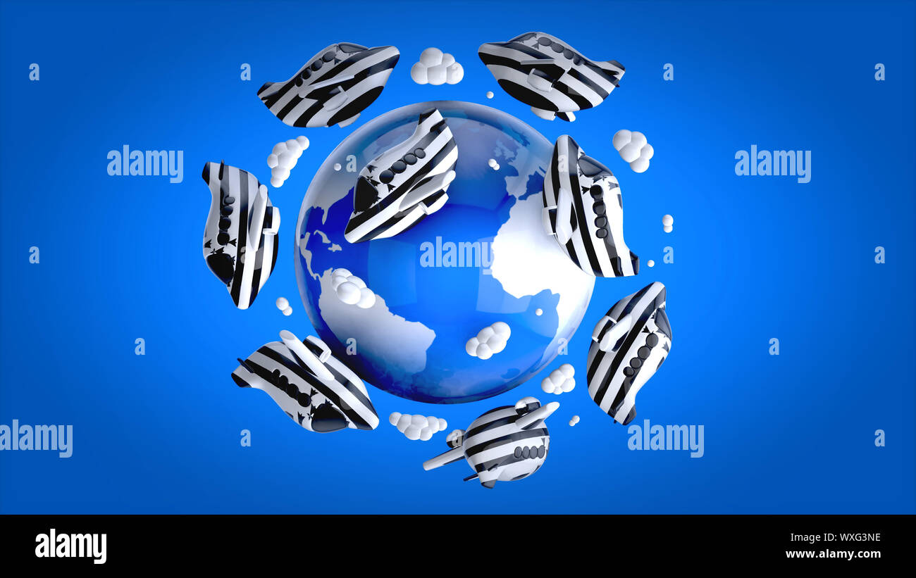 Planes around world 3d hi-res stock photography and images - Alamy