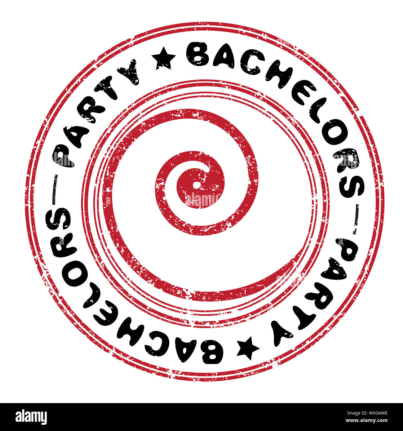Bachelors party abstract grungy stamp isolated on white Stock Photo