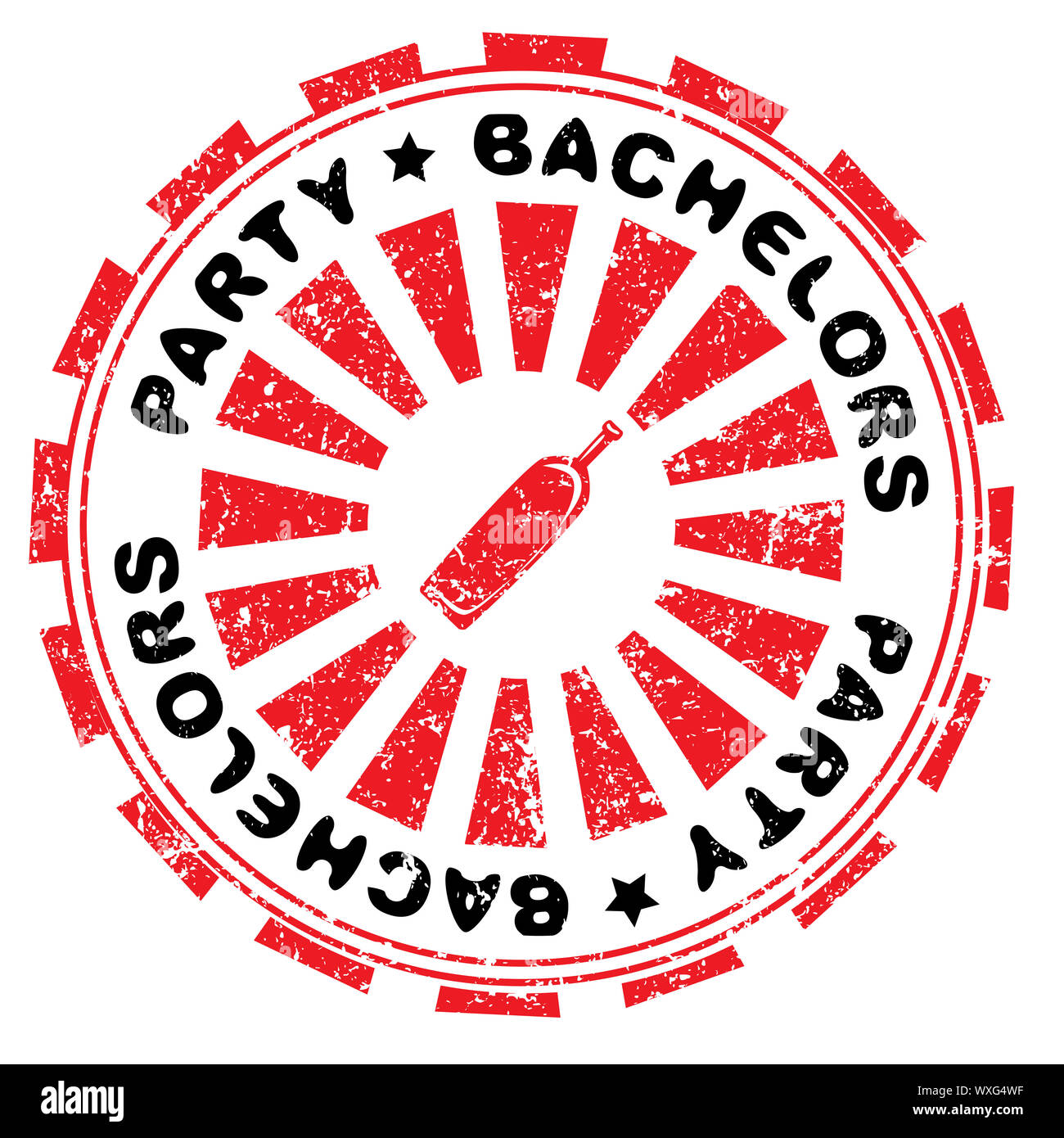 Bachelors party abstract grungy stamp isolated on white Stock Photo