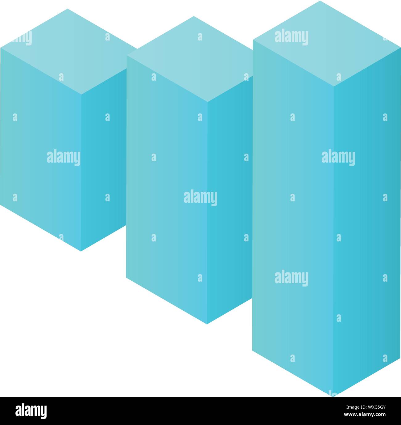 Blue bar graph icon. Isometric of blue bar graph vector icon for web