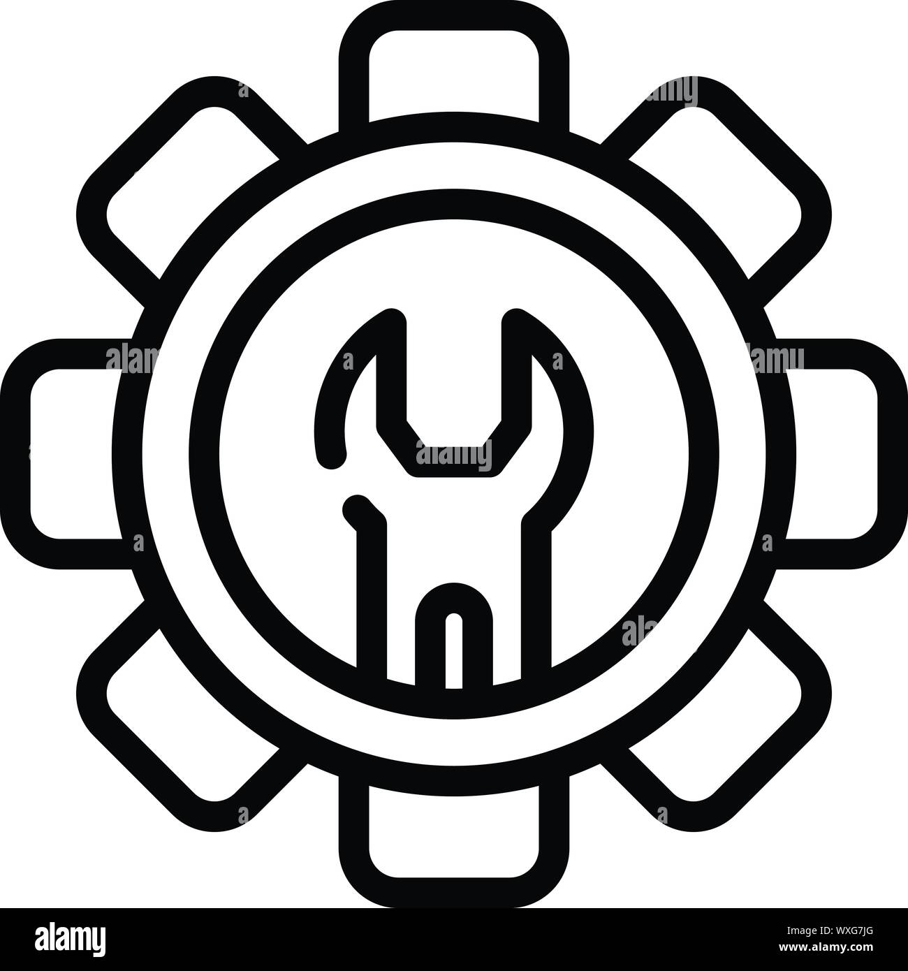 Gear wrench icon. Outline gear wrench vector icon for web design