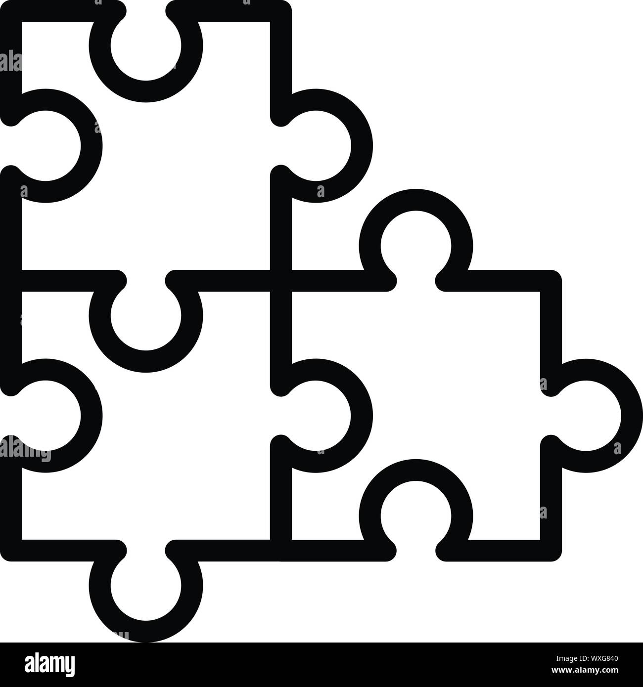 Puzzle match icon. Outline puzzle match vector icon for web design