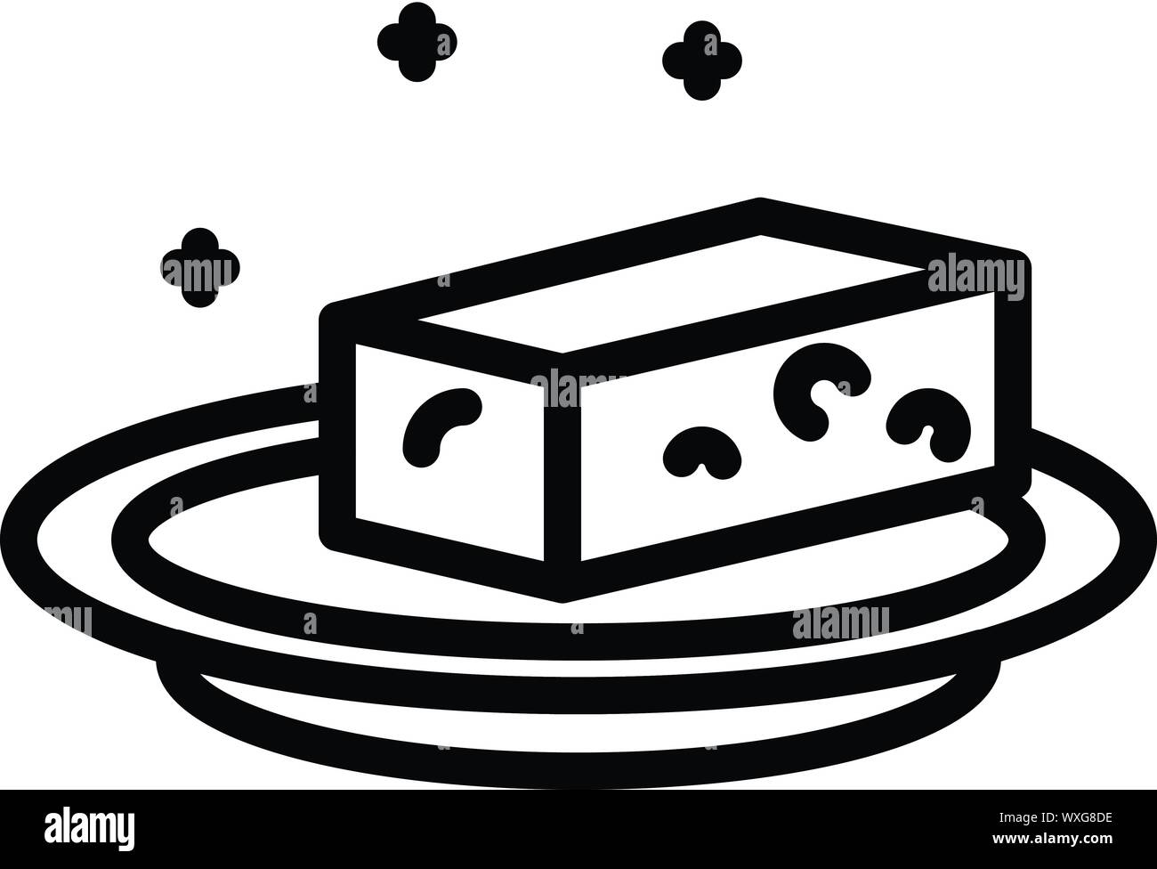 Cheese on a platter icon. Outline cheese on a platter vector icon for