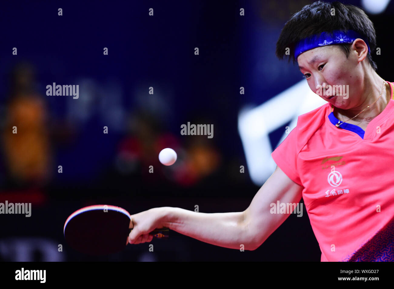 Yogyakarta, Indonesia. 17th Sep, 2019. Wang Manyu of China returns the ...