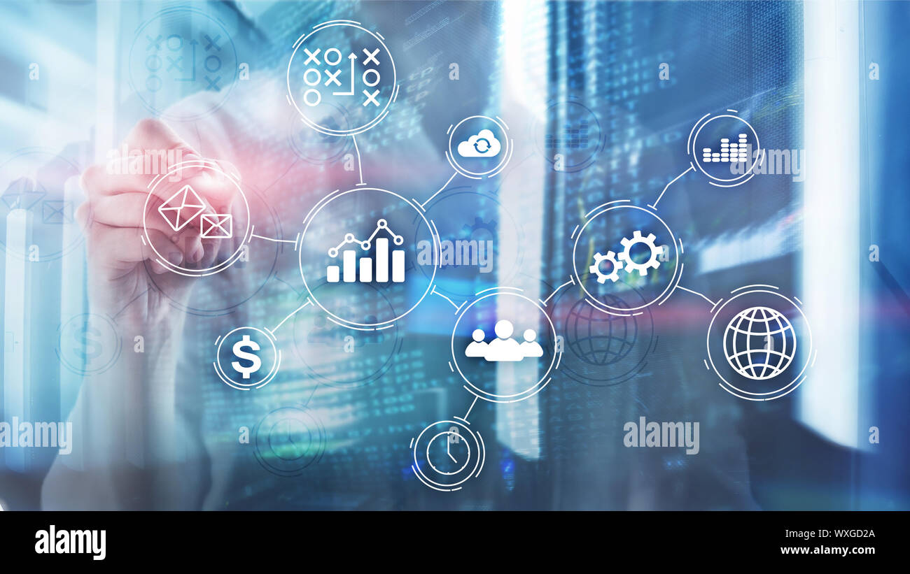 Business process automation concept on blurred background Stock Photo ...
