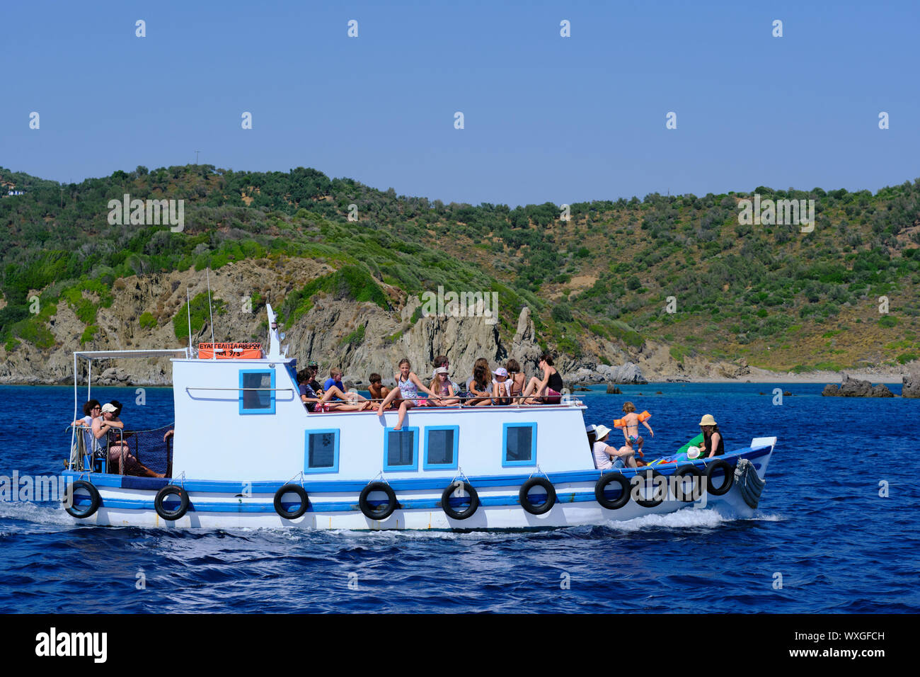 Greece - boat trip in the Agais close to Lesbos Stock Photo