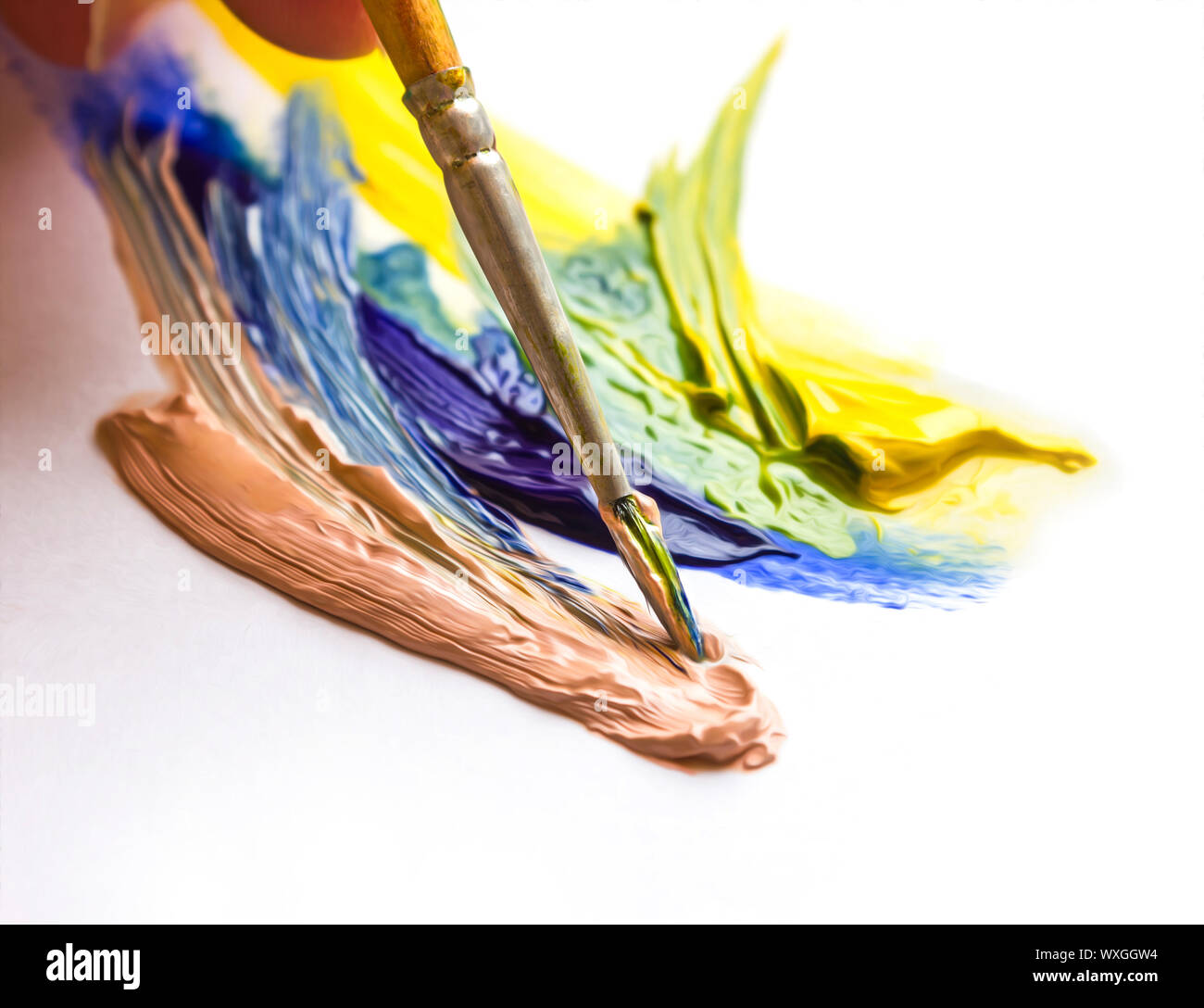 painting paint brush on a white paper Stock Photo - Alamy
