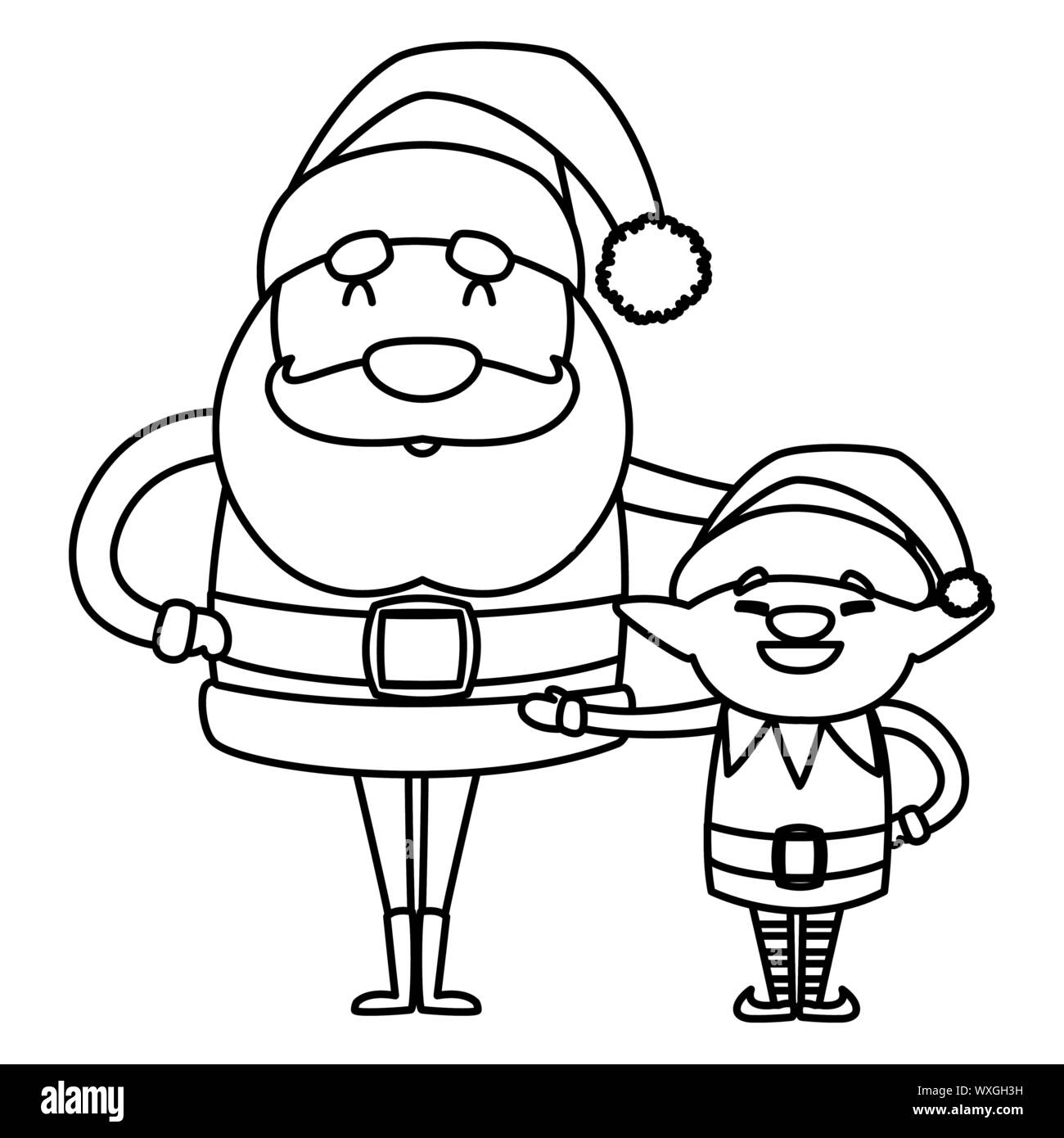 Santa claus and elf over white background, vector illustration Stock ...