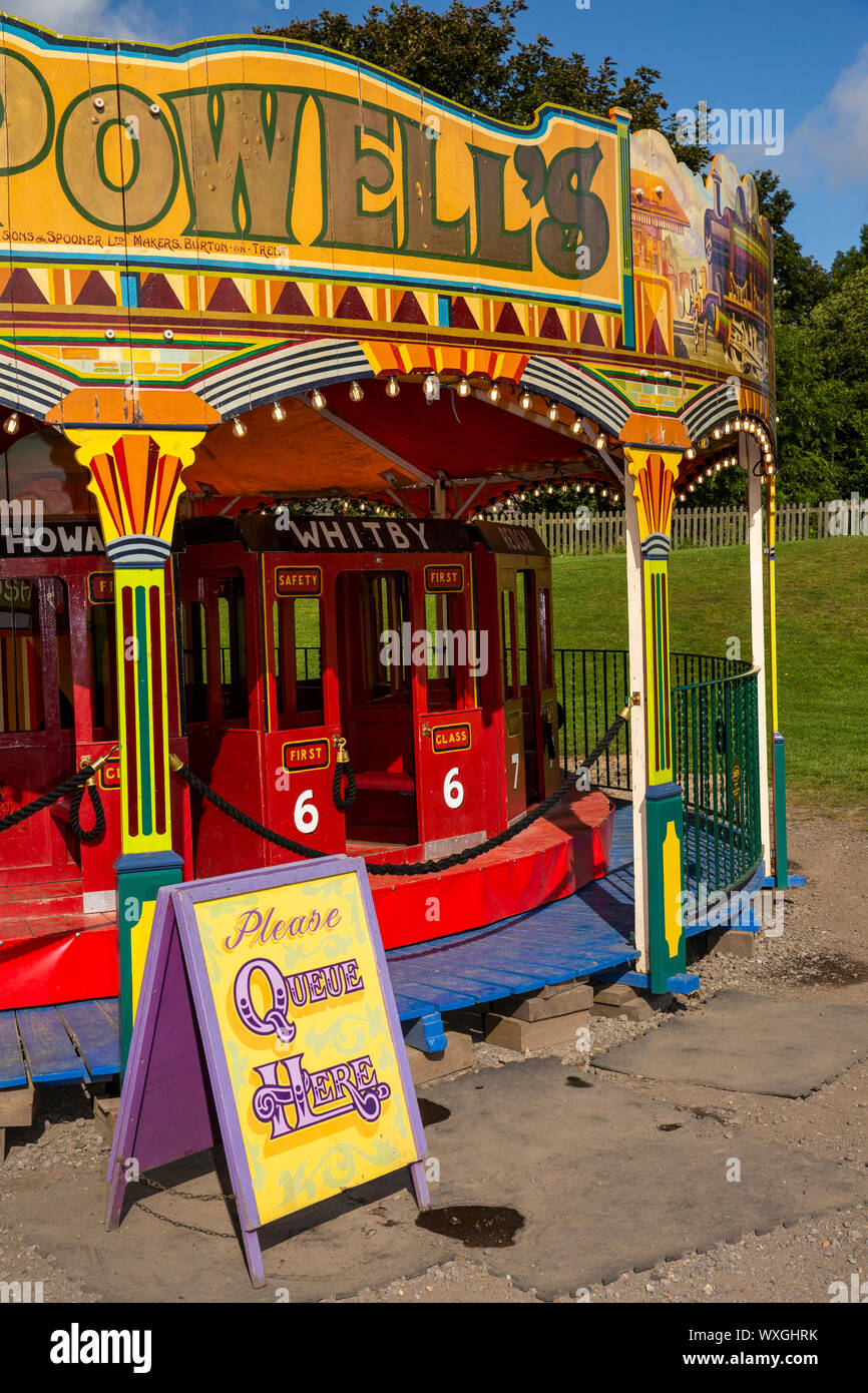 UK, County Durham, Beamish, Museum, Town, fairground, Powell's child’s ...