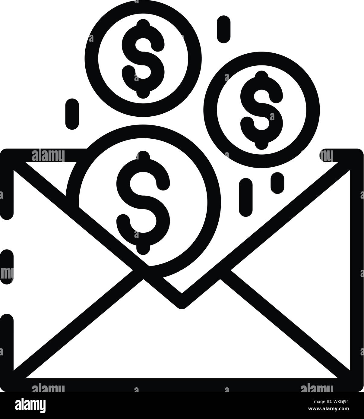 Mail money investor icon. Outline mail money investor vector icon for ...