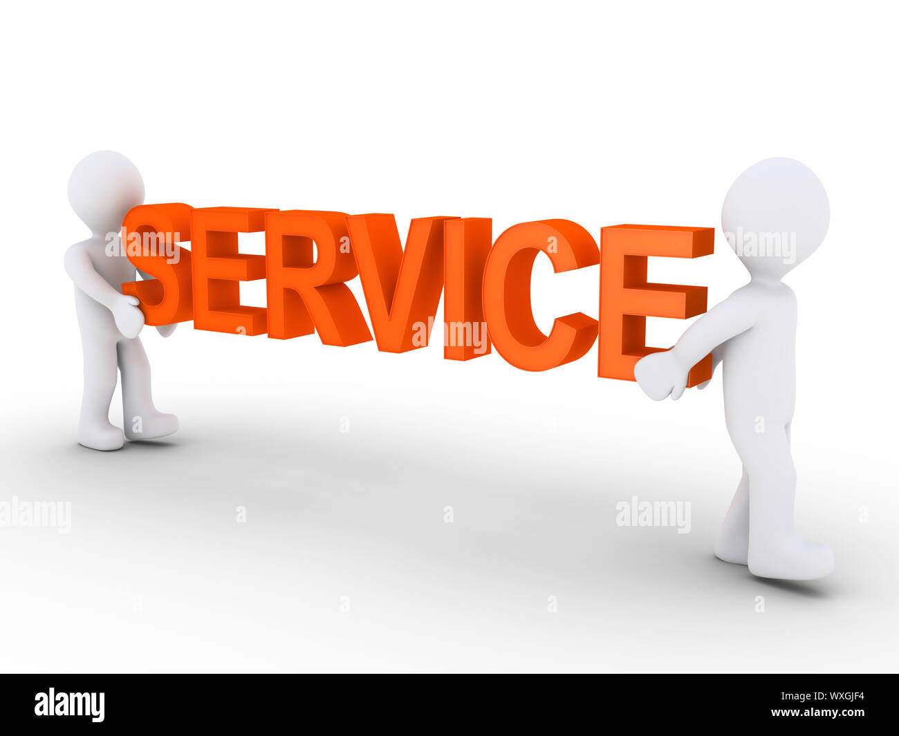 Two 3d persons are carrying a SERVICE word Stock Photo Alamy