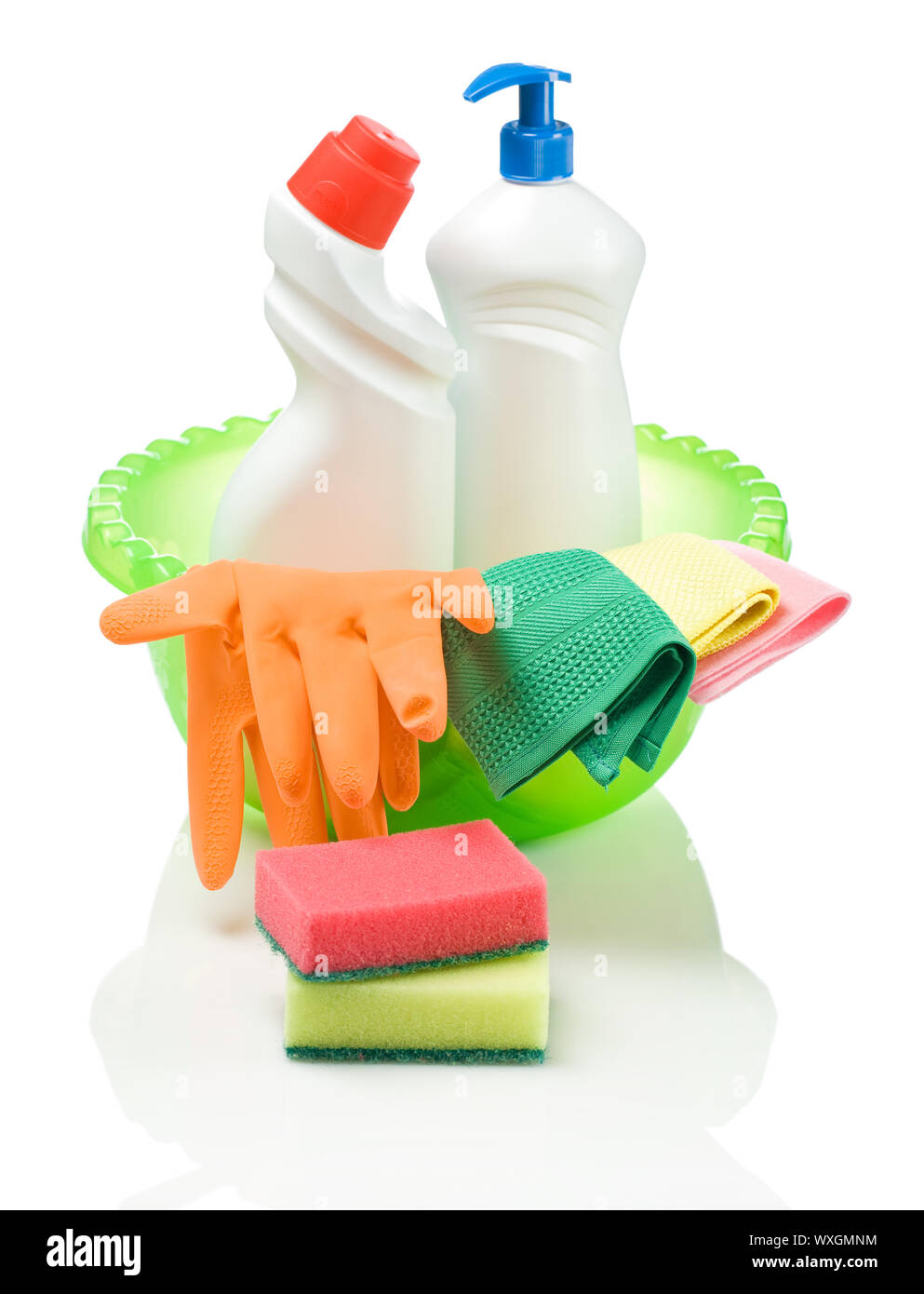 basin with objects for cleaning Stock Photo Alamy