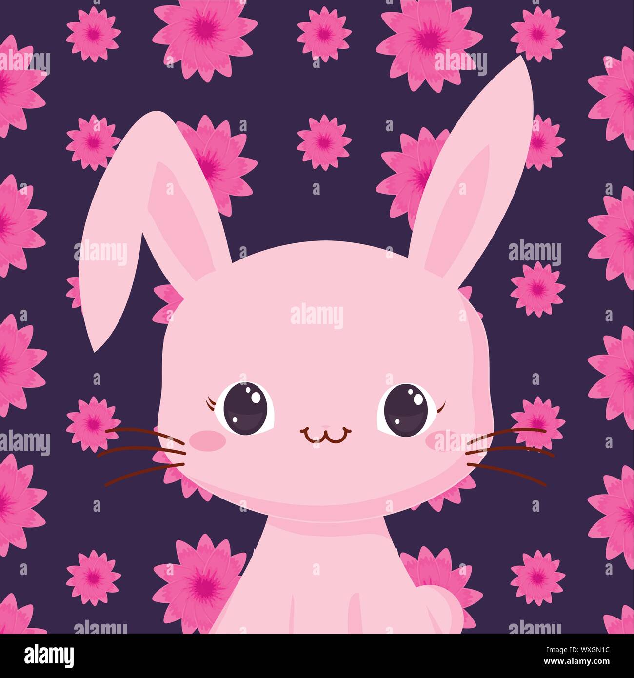 cute rabbit icon over tropical leaves background, colorful design ...