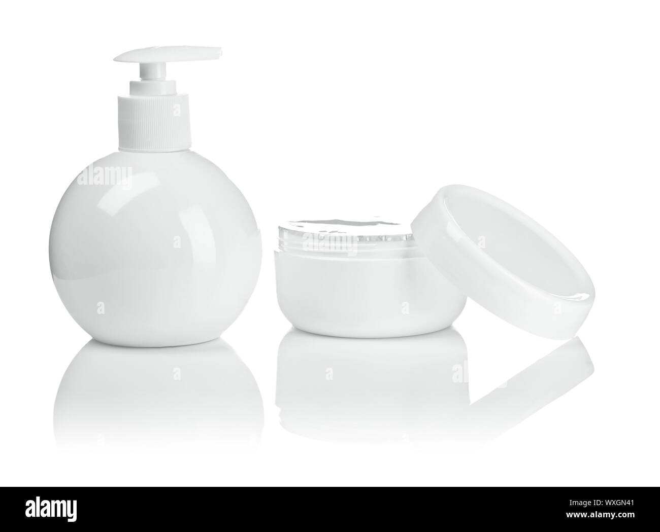 round bottle and cream isolated Stock Photo - Alamy