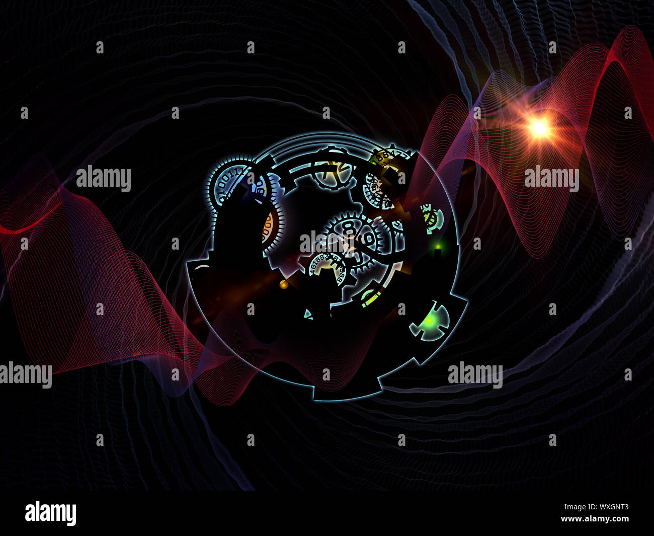 Differential Engine Series. Backdrop of gears, numbers and fractal ...