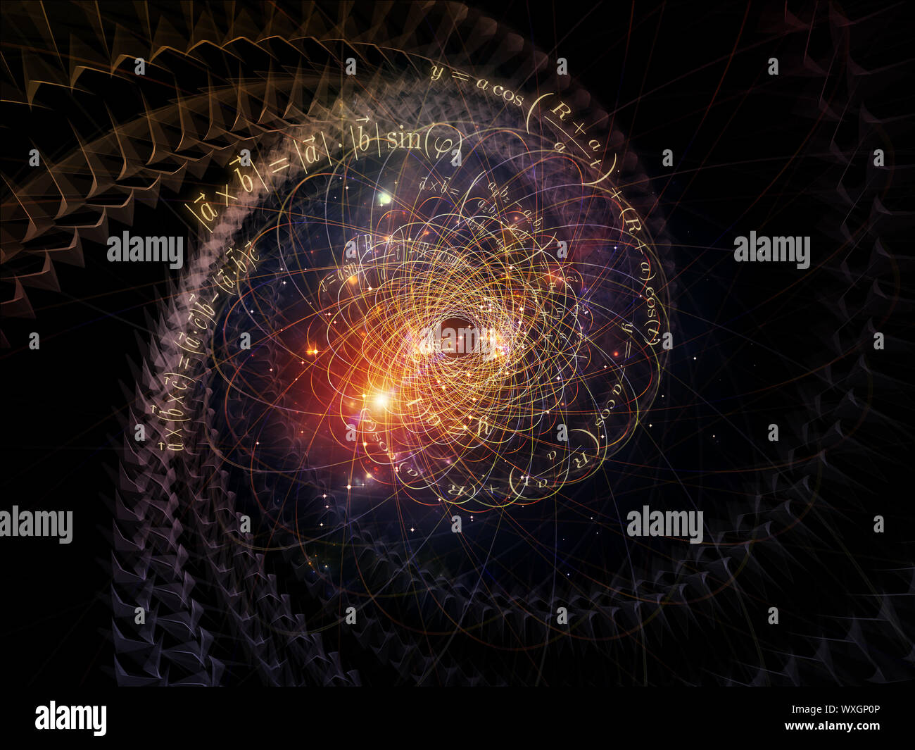 Composition of spiral elements to serve as a supporting backdrop for