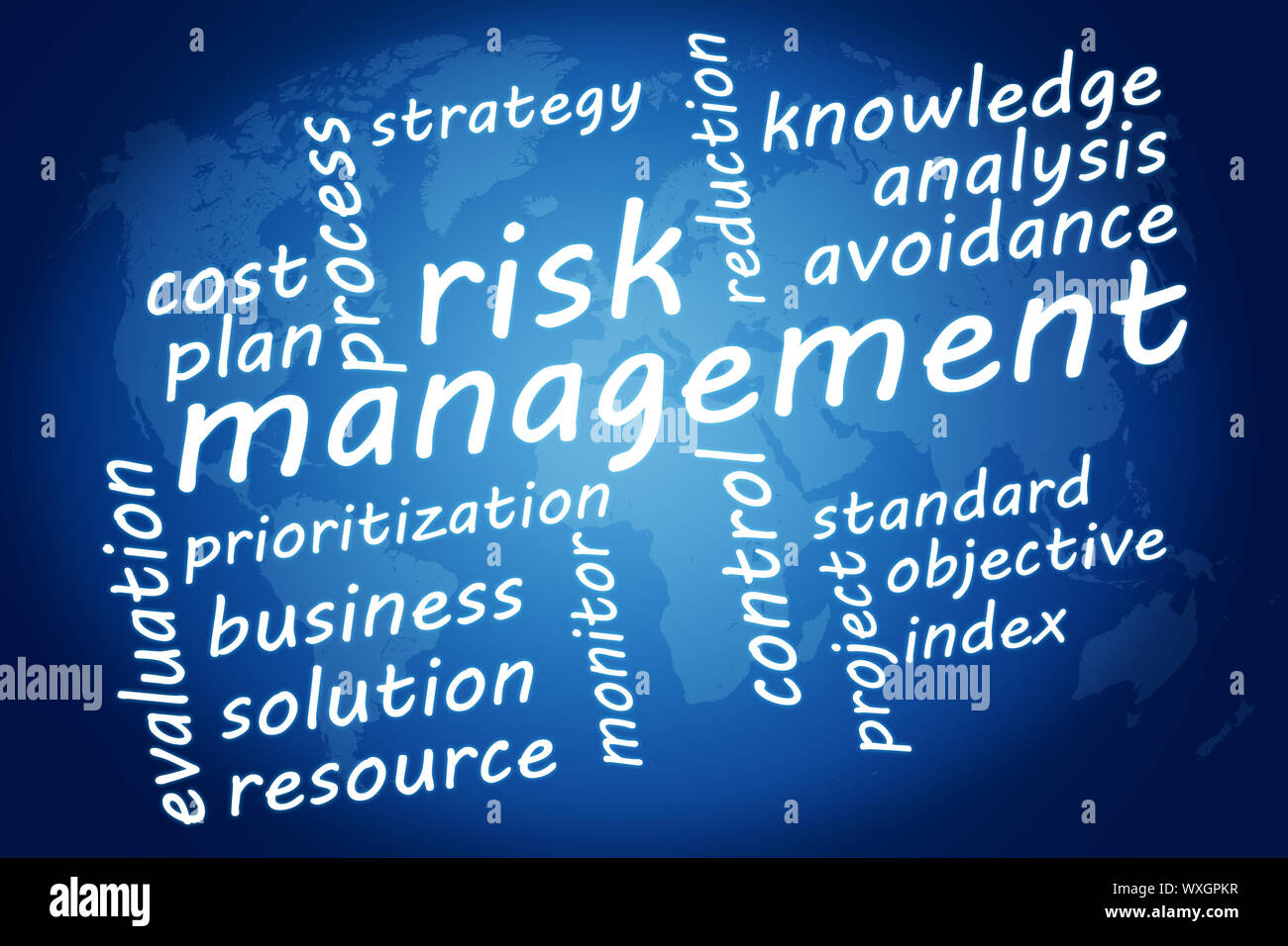 Business concept Risk management in word tag cloud Stock Photo Alamy