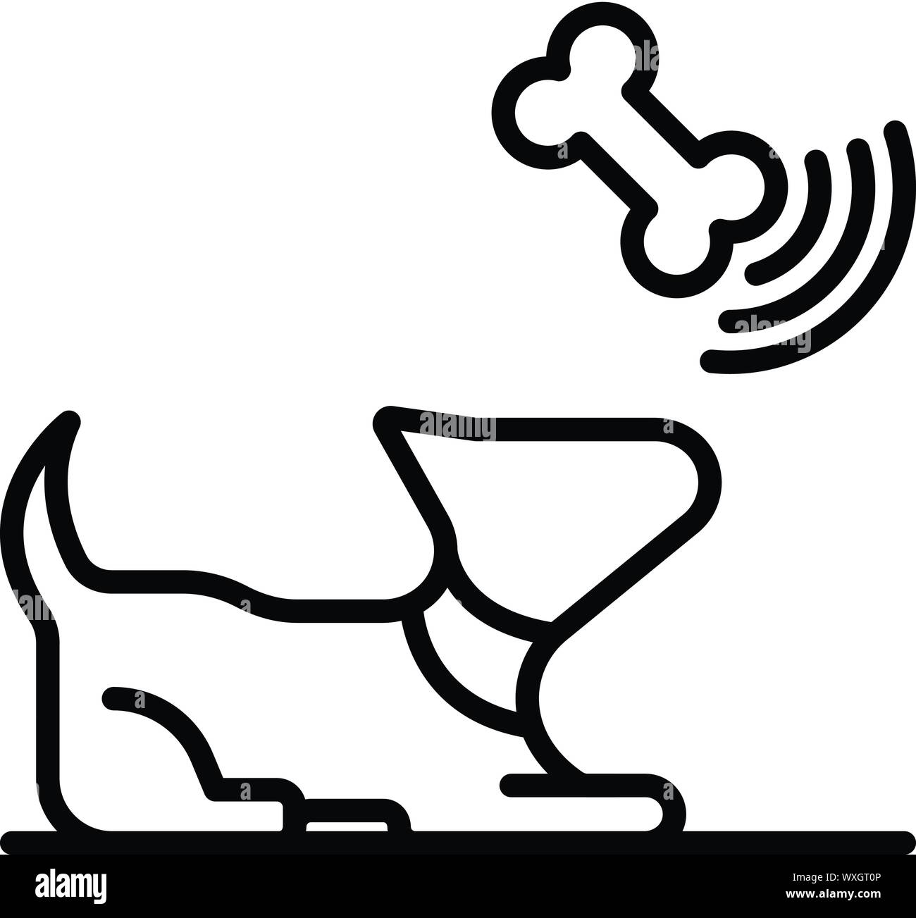 Dog catch bone icon. Outline dog catch bone vector icon for web design