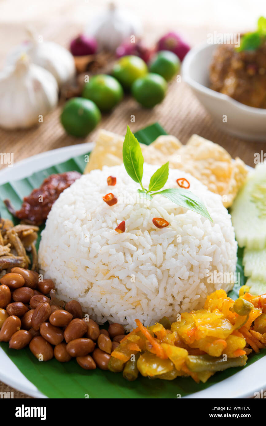 Nasi Lemak Traditional Malaysian Spicy Rice Dish Stock Photo Alamy